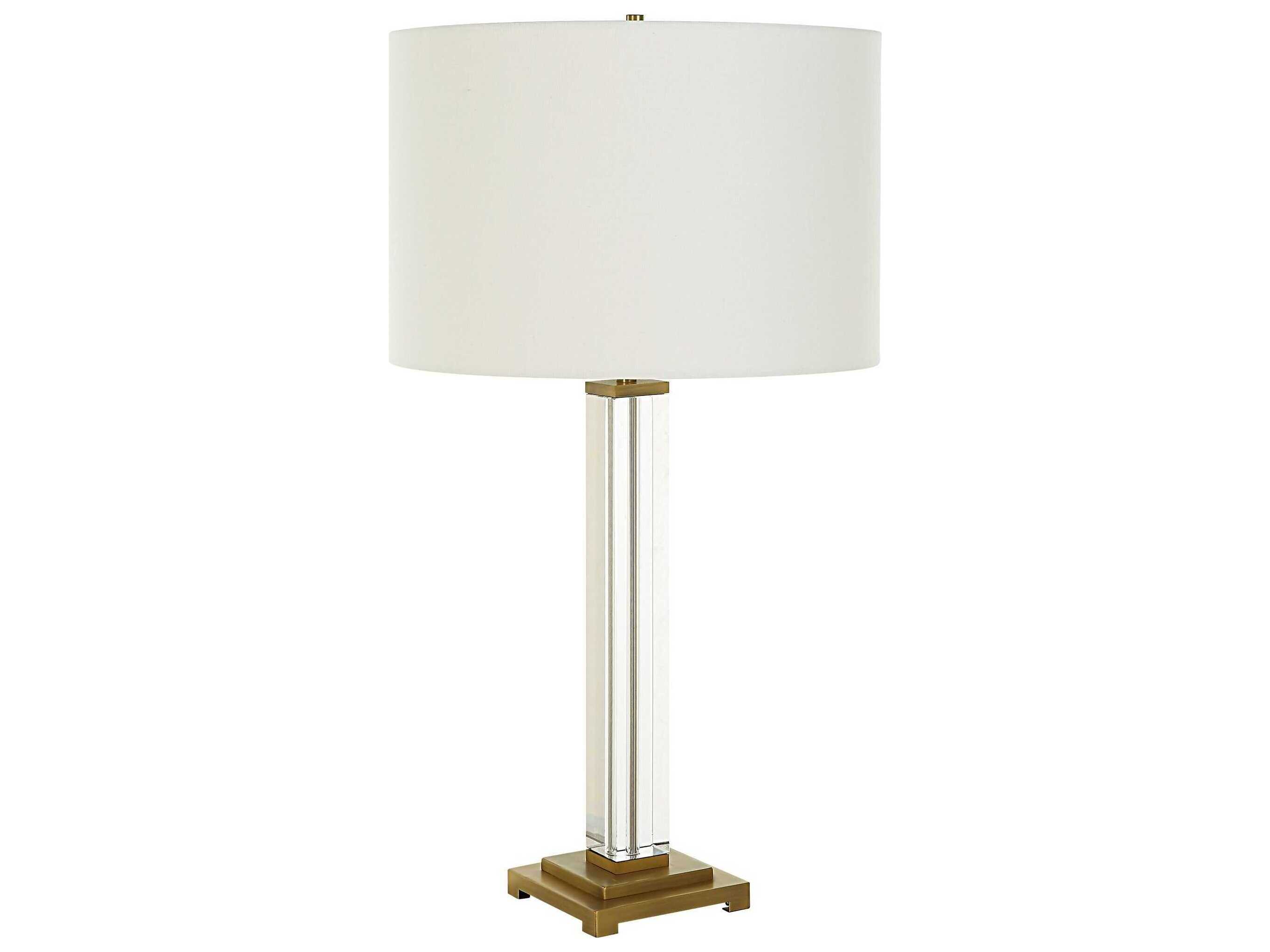 Uttermost Crystal Column Round Drum Hardback Clear Buffet Lamp