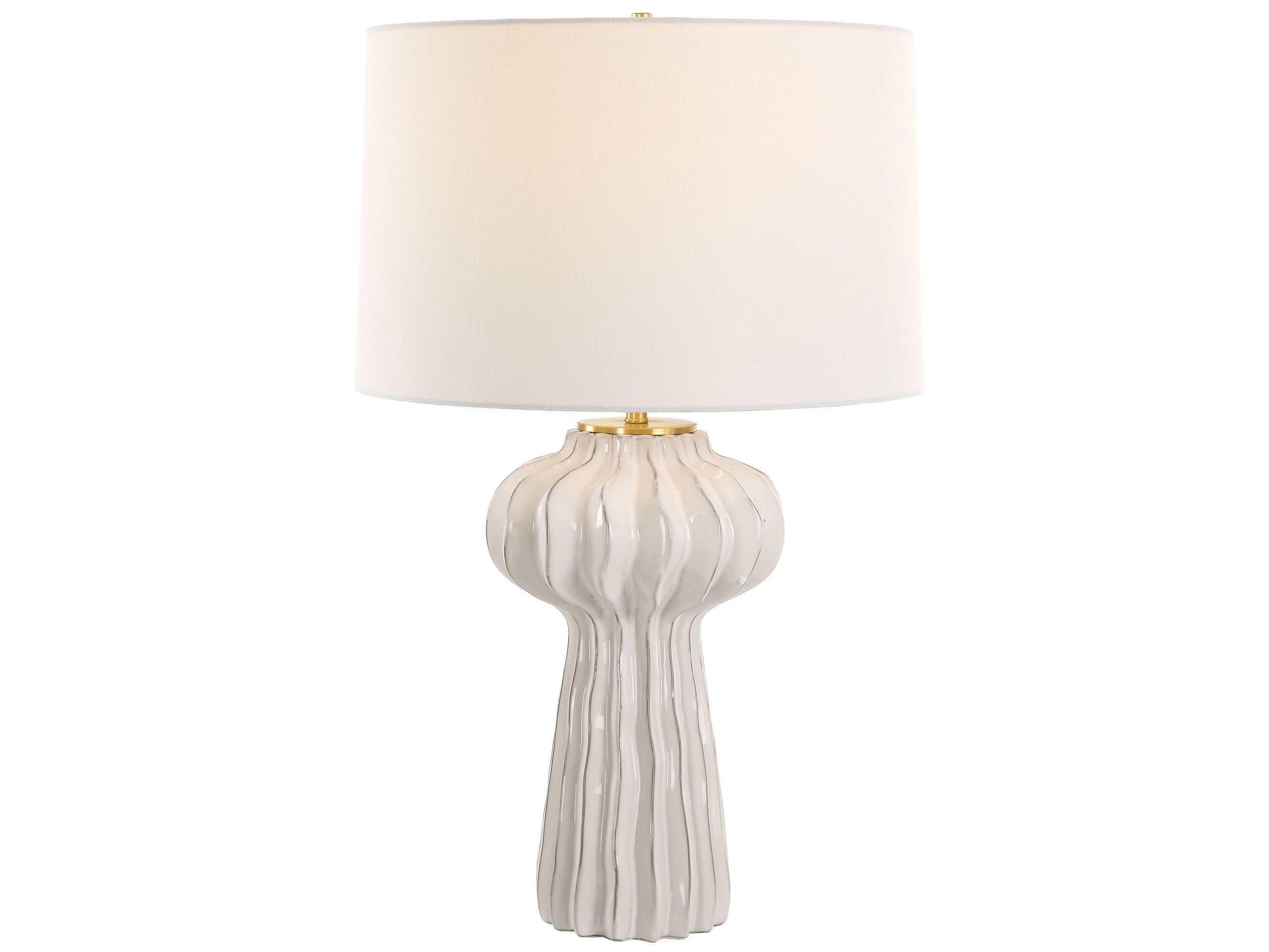 Uttermost Wrenley Round Drum Hardback White Buffet Lamp