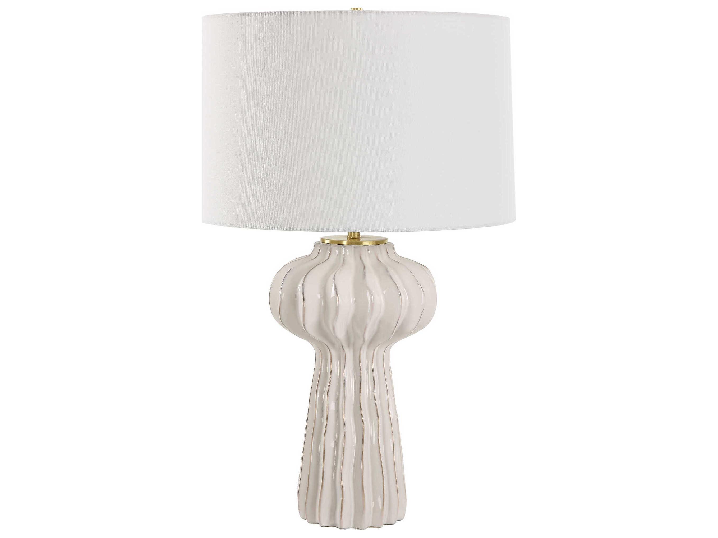 Uttermost Wrenley Round Drum Hardback White Buffet Lamp