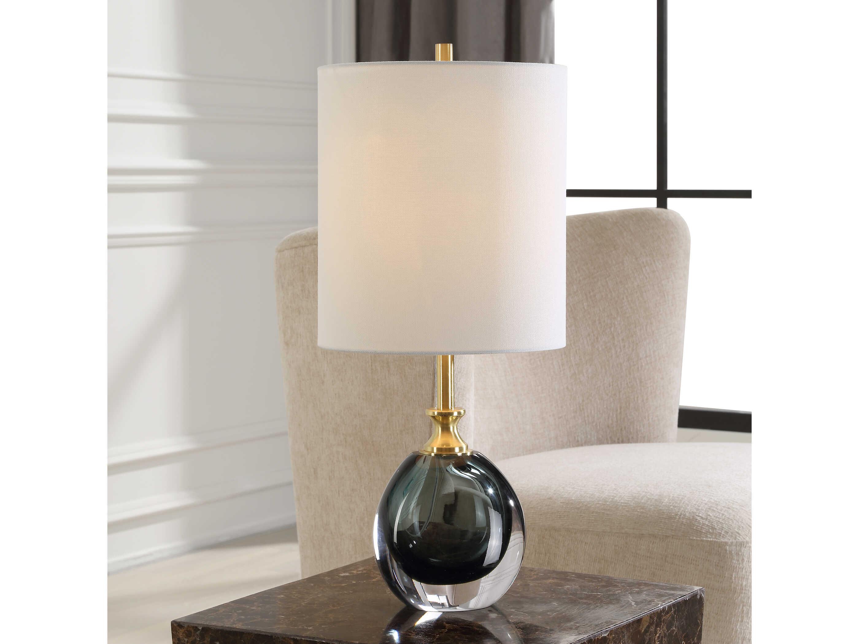 Uttermost Enigma Smoky Teal Blue Round Hardback Table Lamp