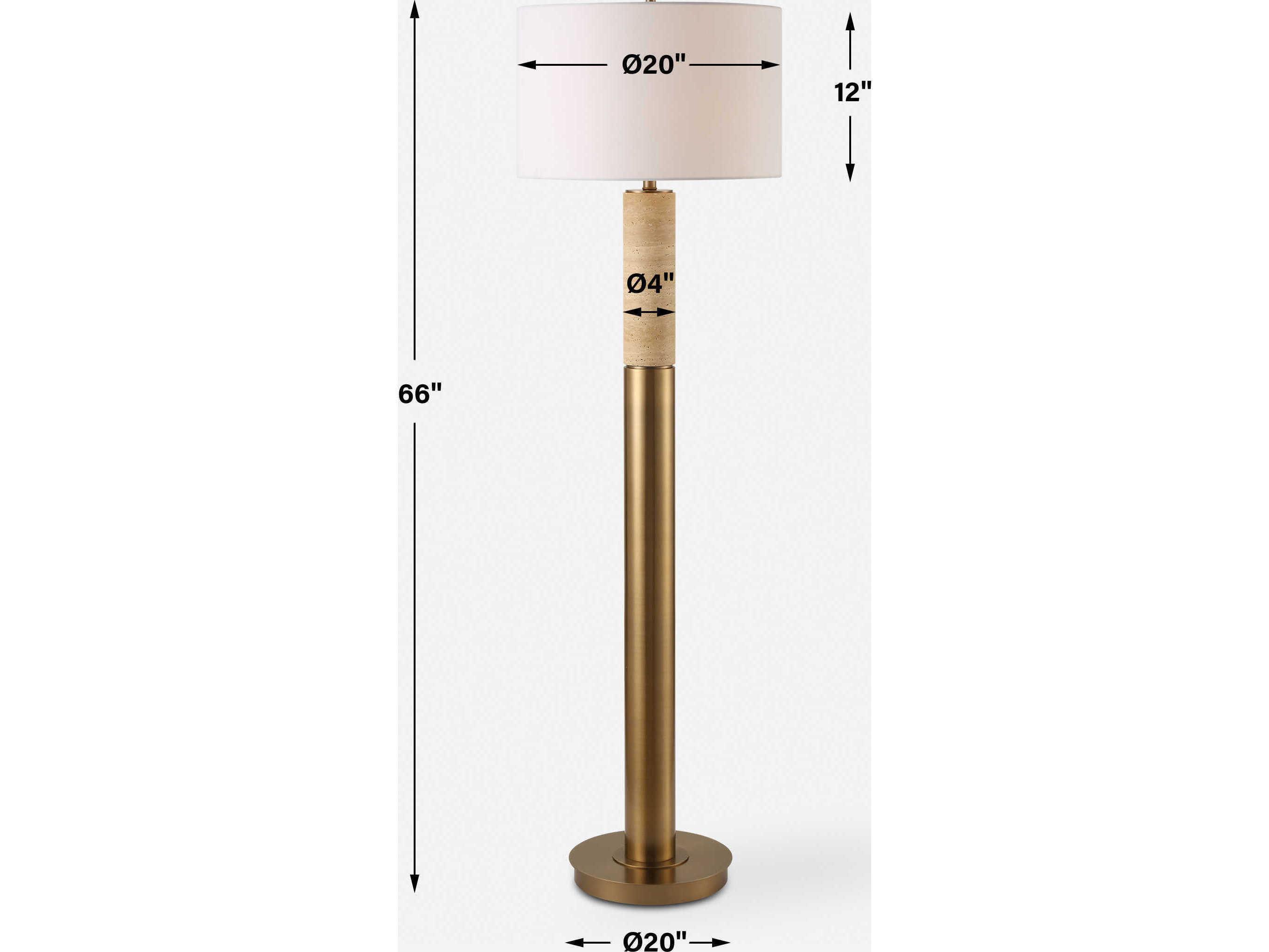 Uttermost Knox Antique Brass Round Hardback Floor Lamp