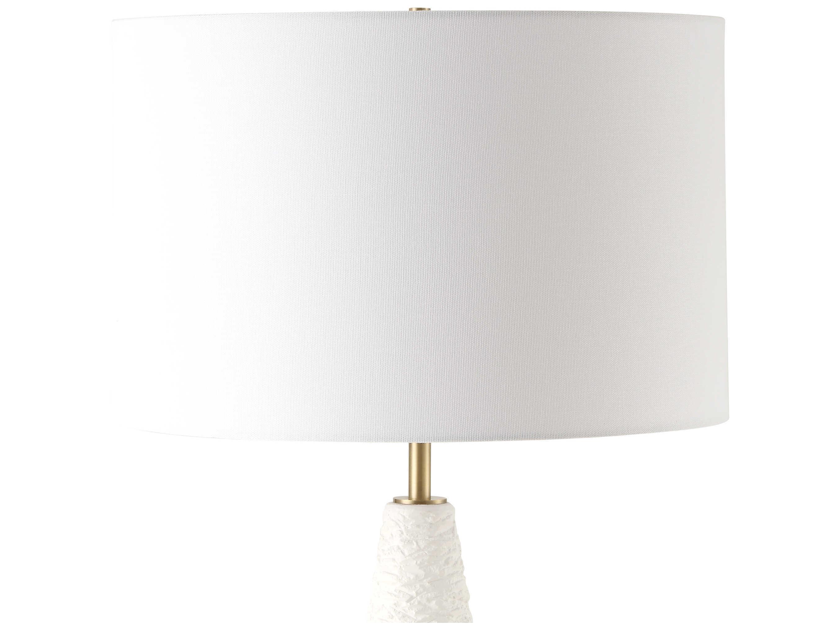 Uttermost Quite The Buzz Textured White Antique Brass Round Drum Hardback Floor Lamp