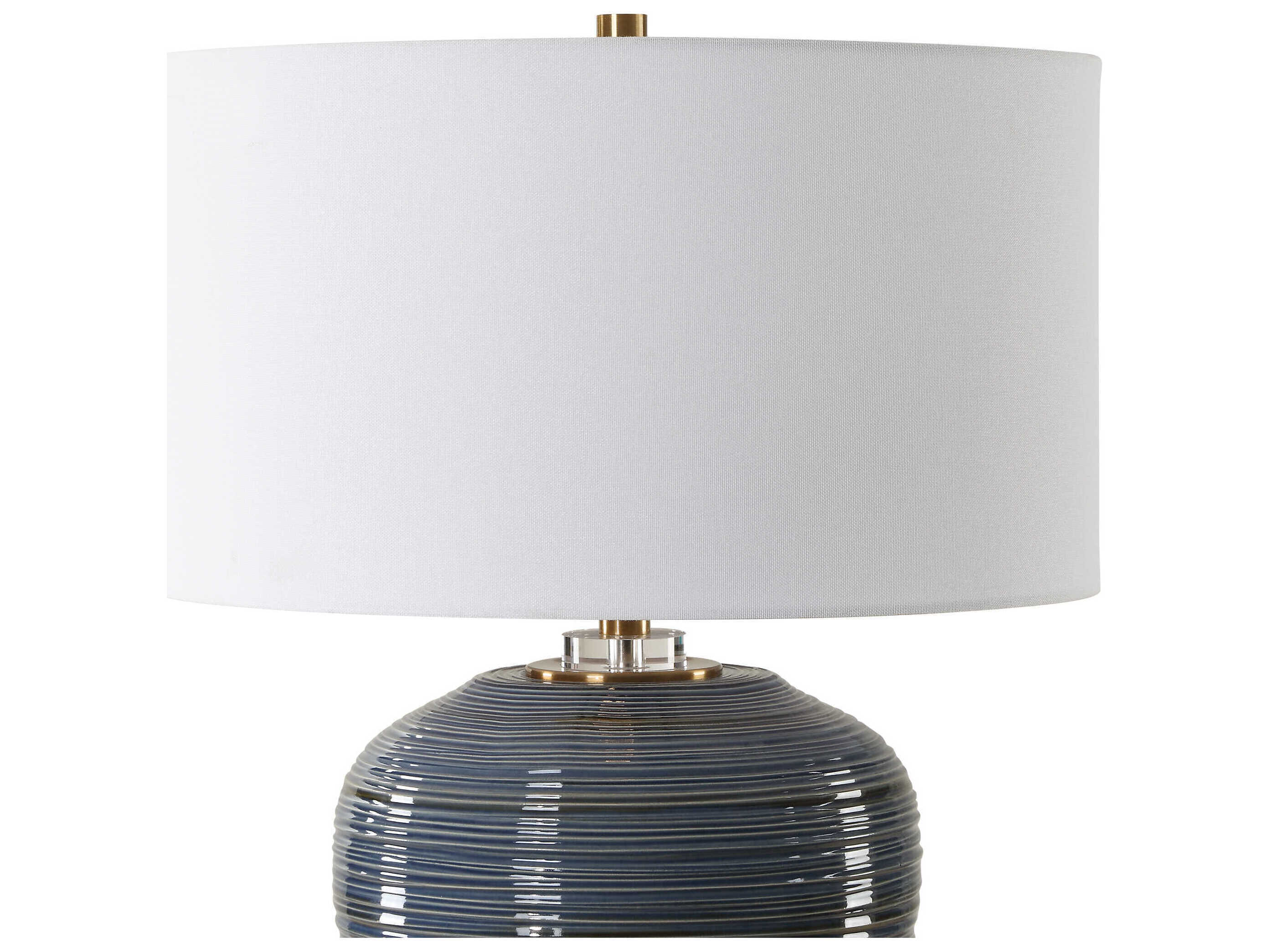 Uttermost Moher Glossy Blue Round Drum Hardback Buffet Lamp