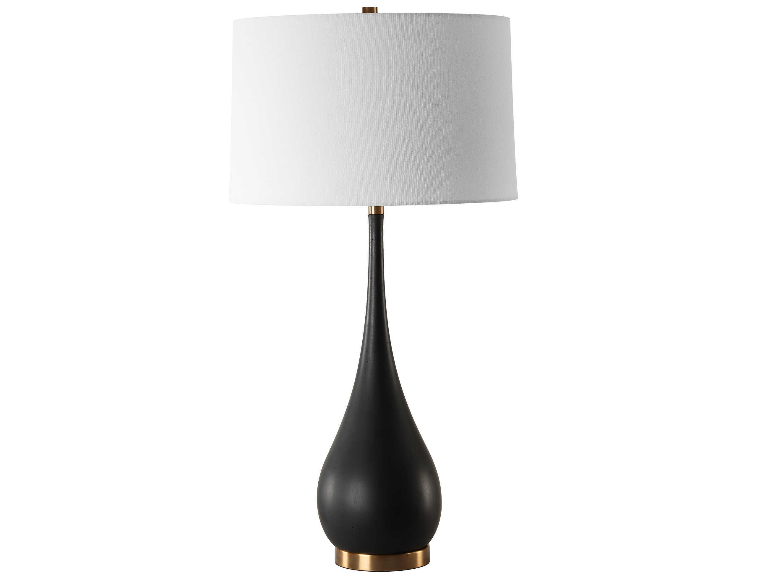 Uttermost Nocturnal Black Round Hardback Buffet Lamp