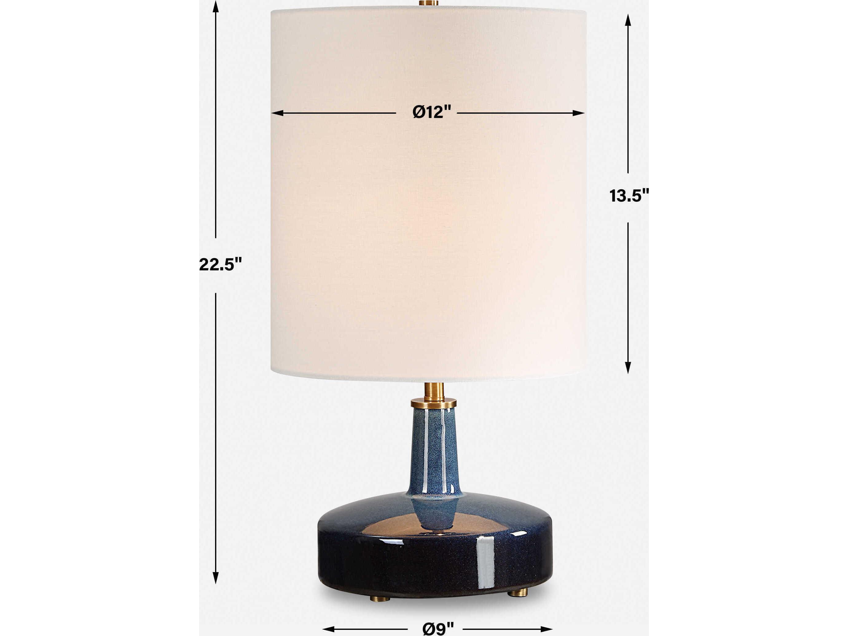 Uttermost Abyss Light Blue Midnight Round Drum Hardback Table Lamp