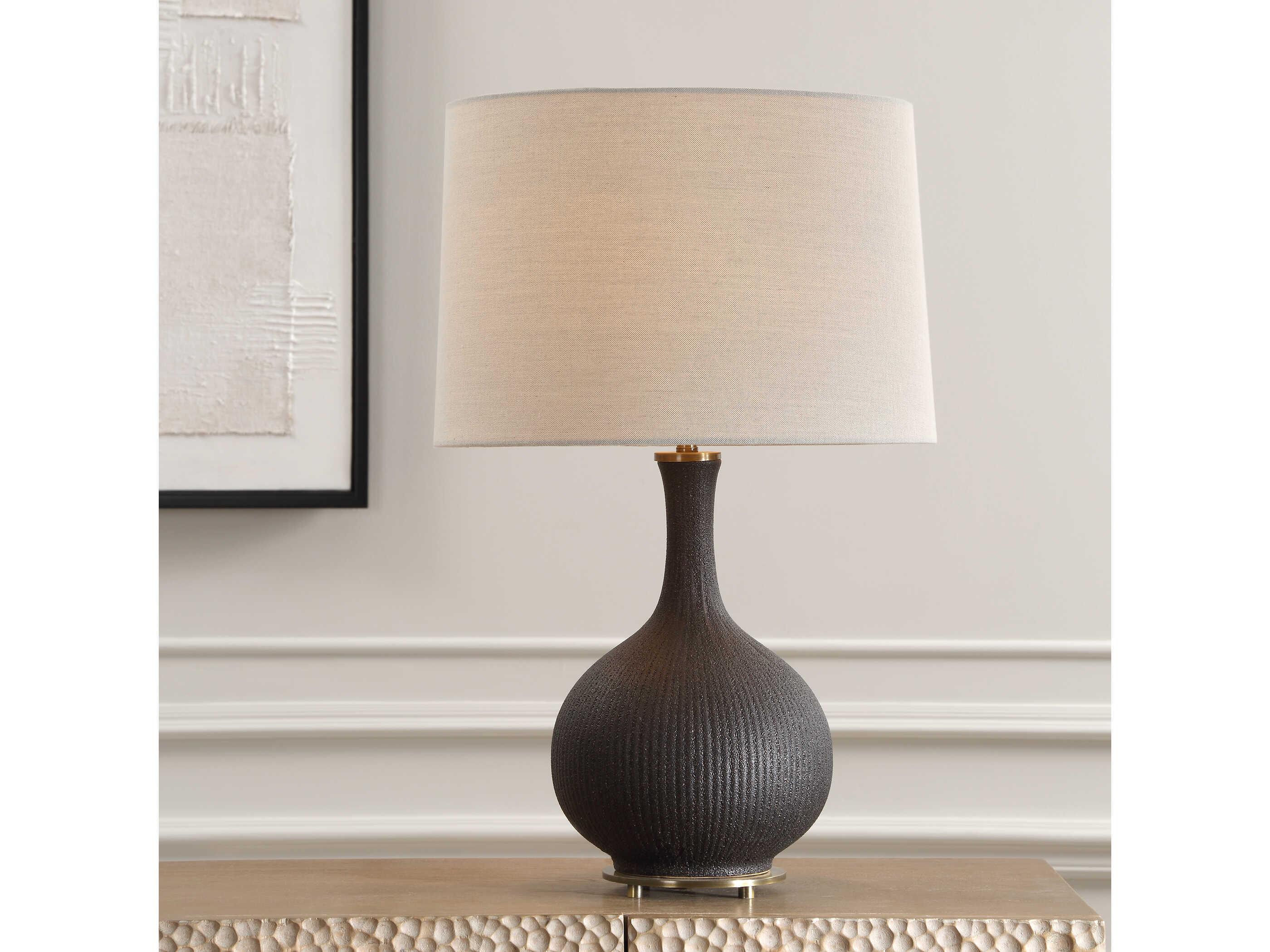 Uttermost Rimini Matte Black Round Hardback Table Lamp