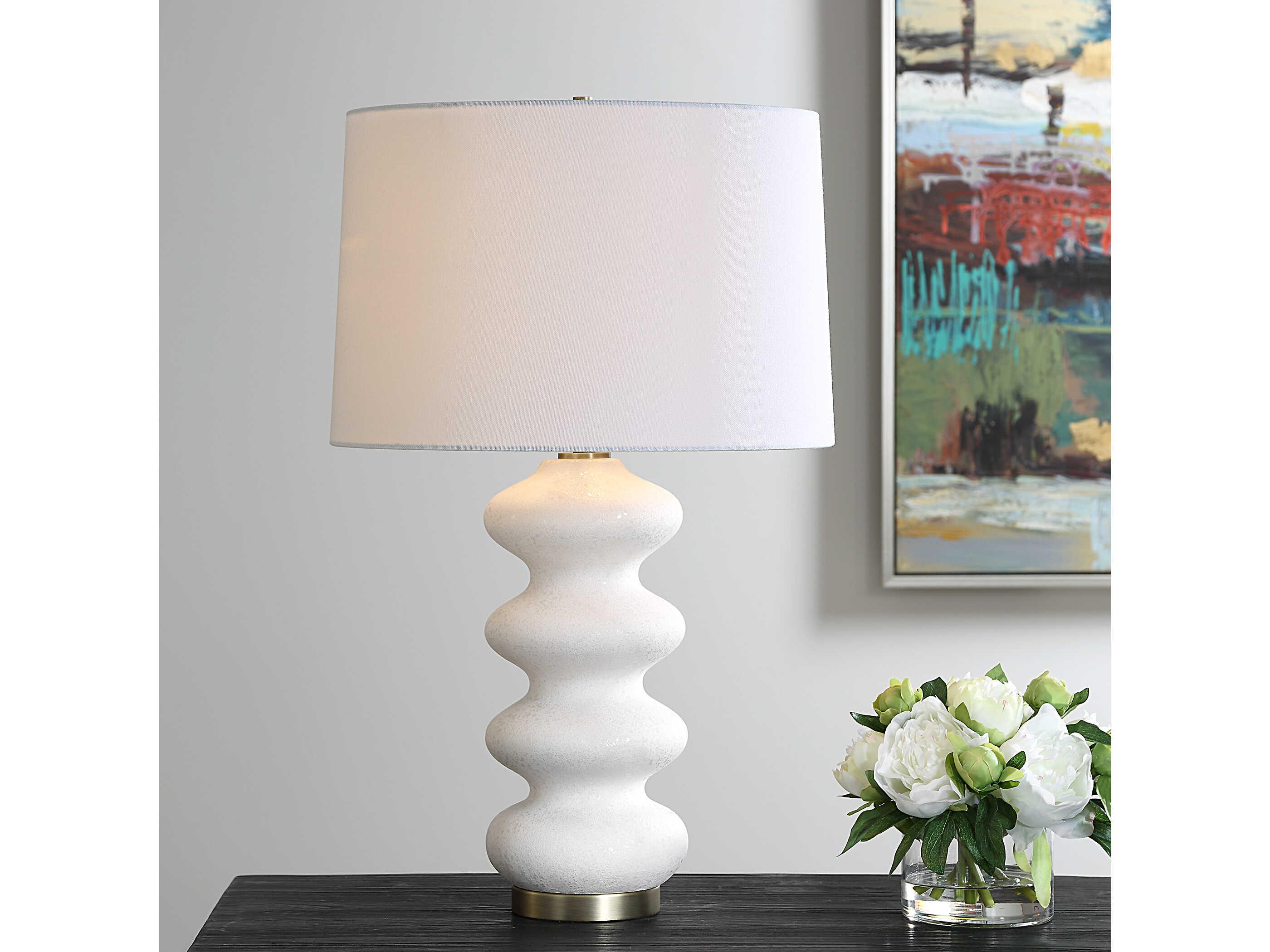 Uttermost Liora White Round Hardback Buffet Lamp