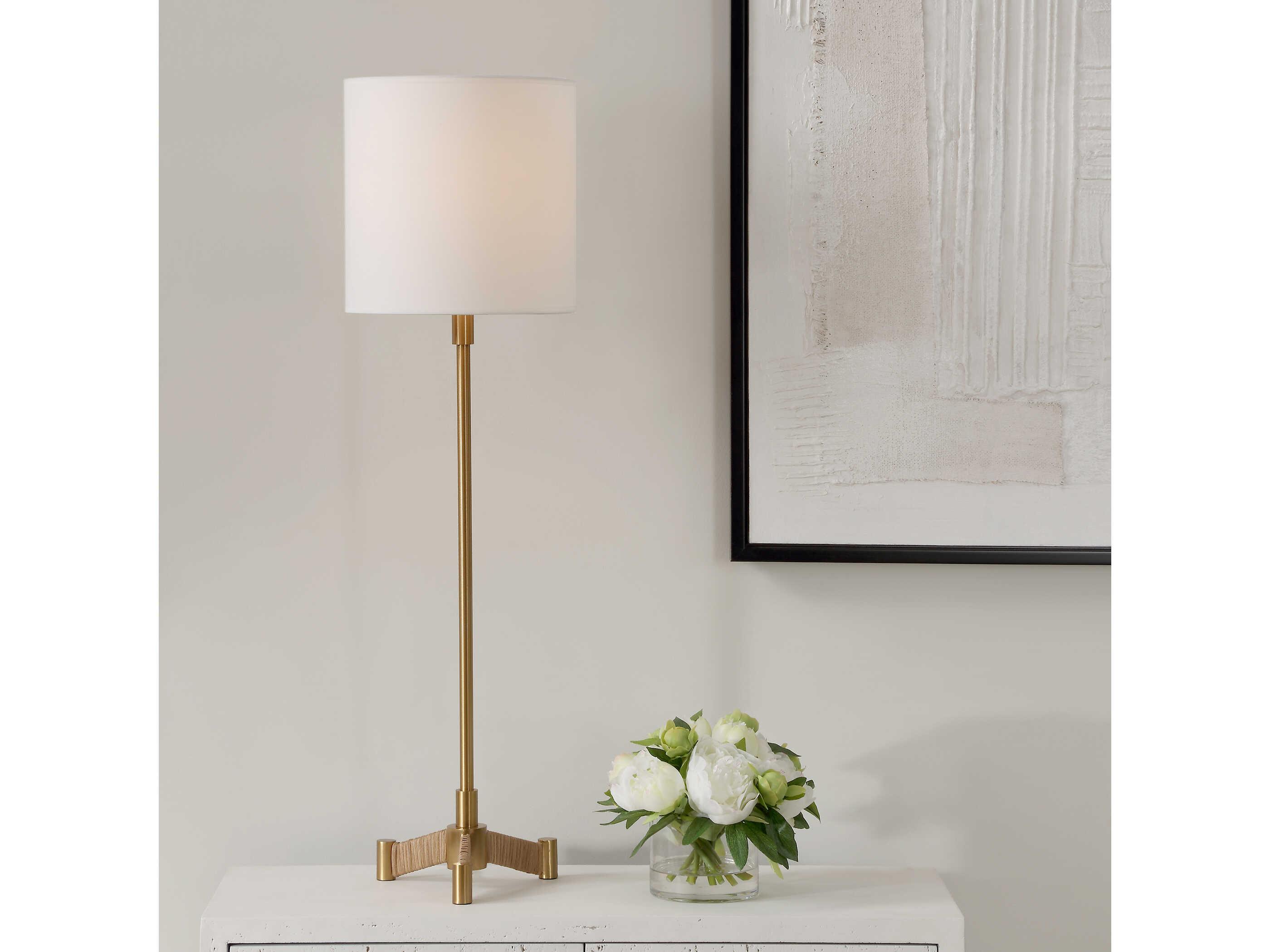 Uttermost Lautoka Plated Brass Round Hardback Buffet Lamp