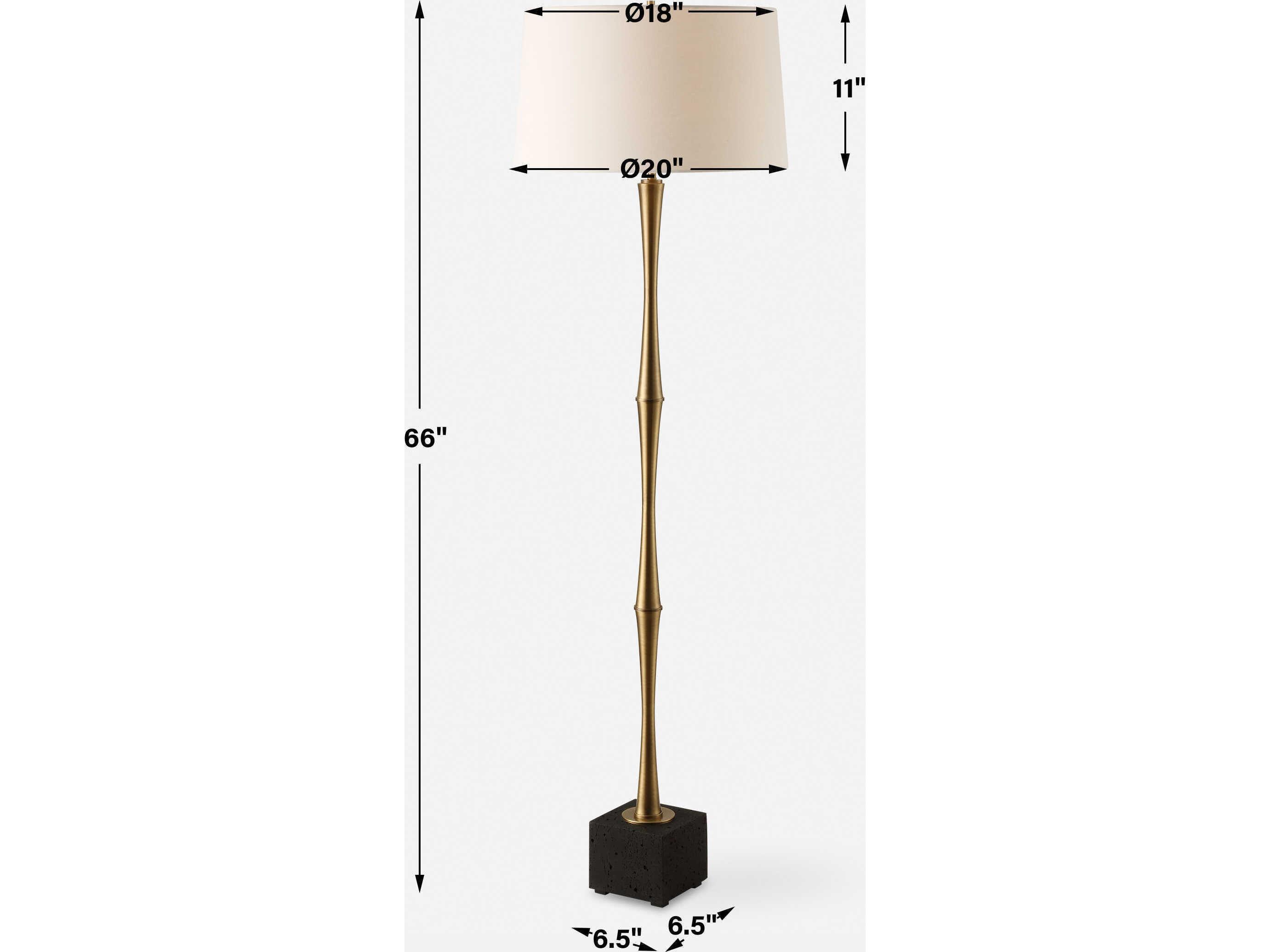 Uttermost Shino Plated Antique Brass Round Hardback Floor Lamp