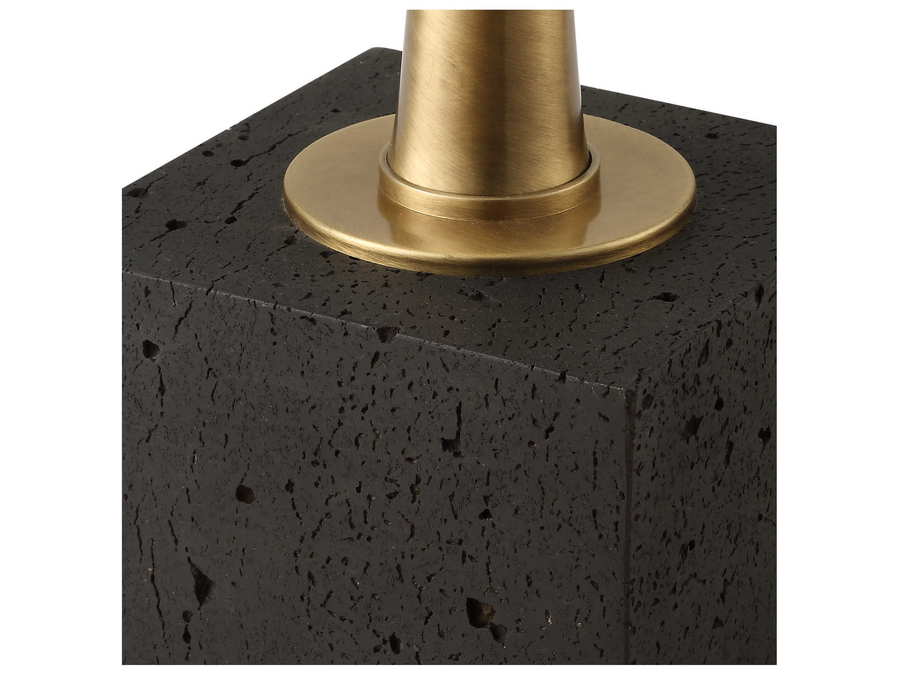 Uttermost Shino Plated Antique Brass Round Hardback Floor Lamp