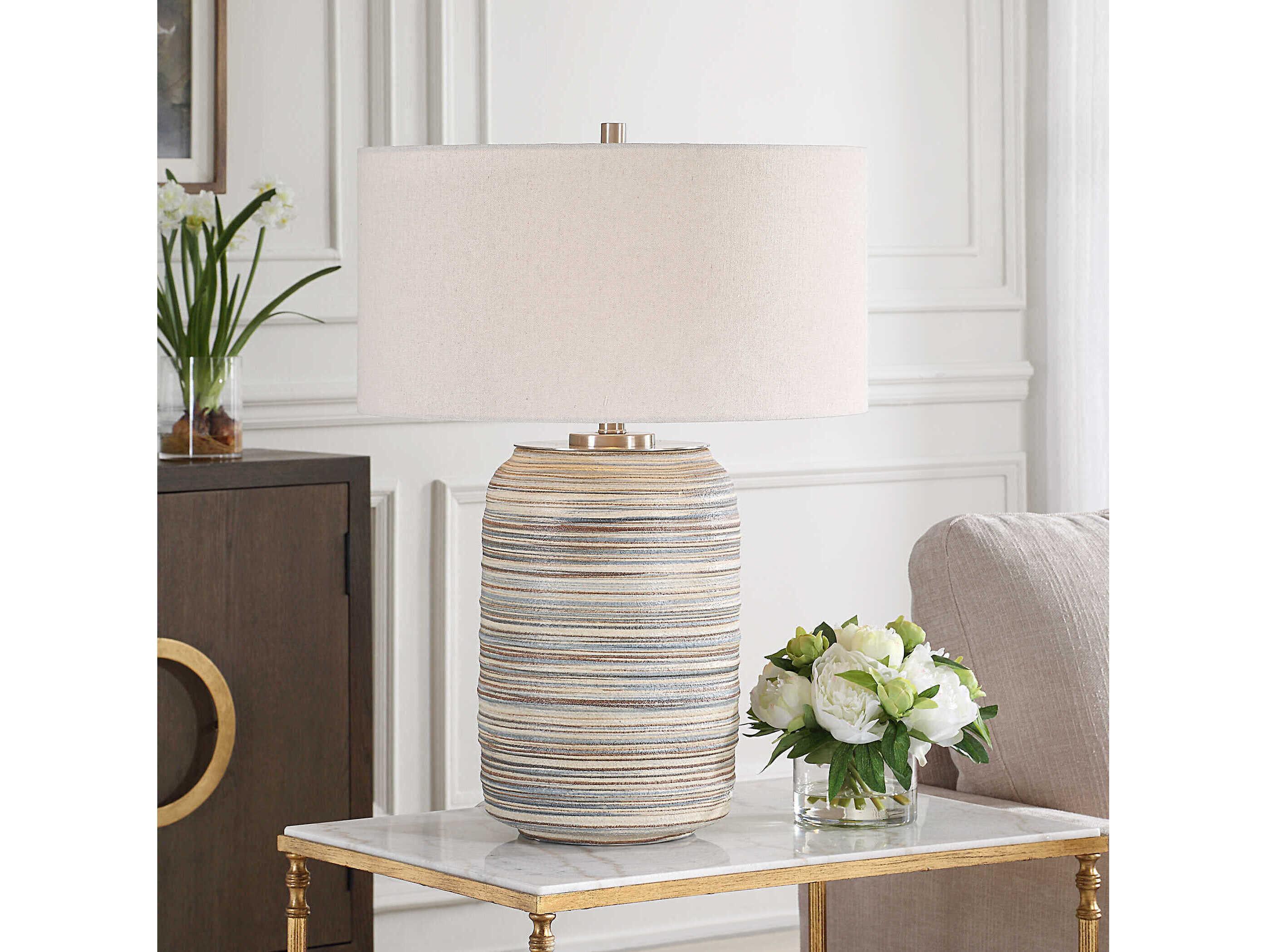 Uttermost Prospect Taupe Cream Blue Gray Buffet Lamp