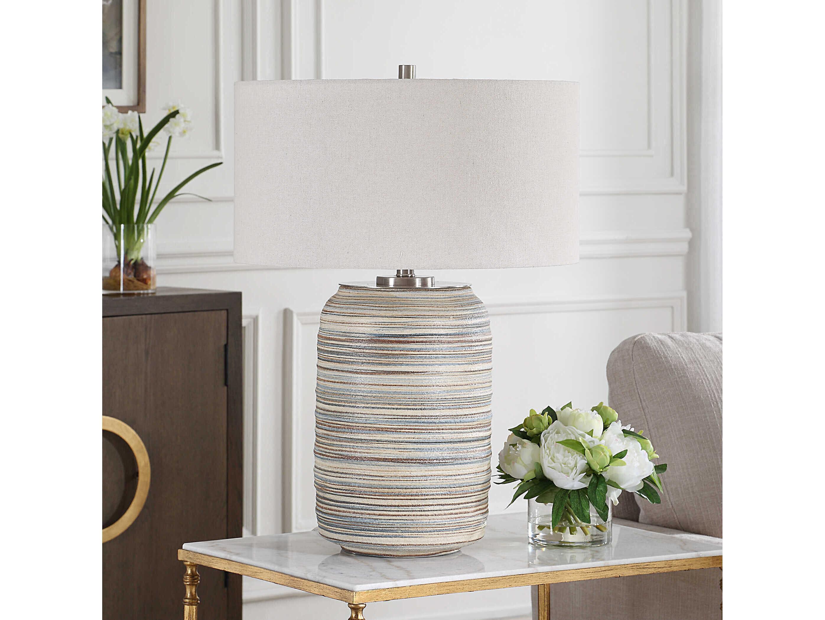 Uttermost Prospect Taupe Cream Blue Gray Buffet Lamp