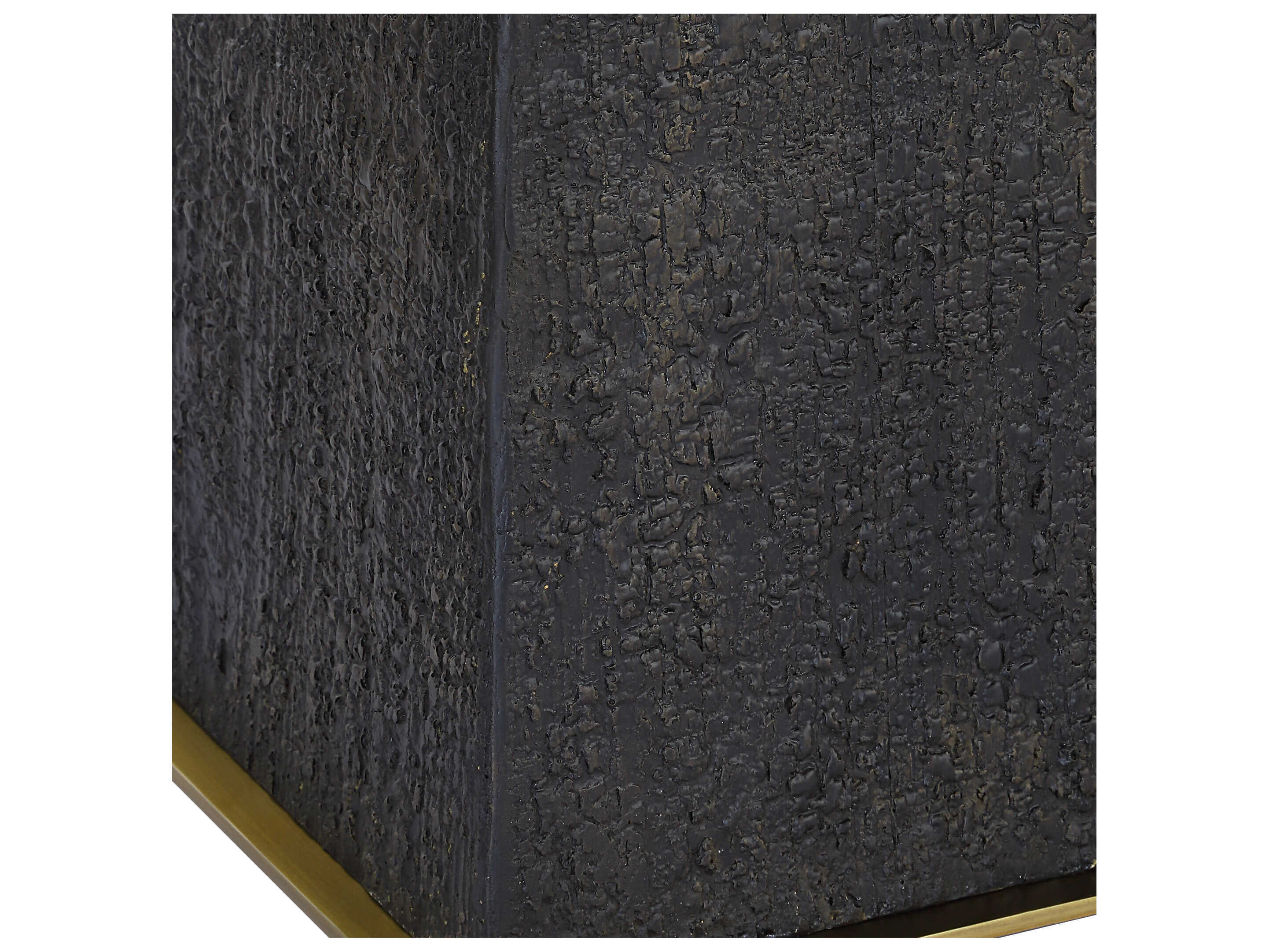 Uttermost Lathey Burned Wood Black Floor Lamp