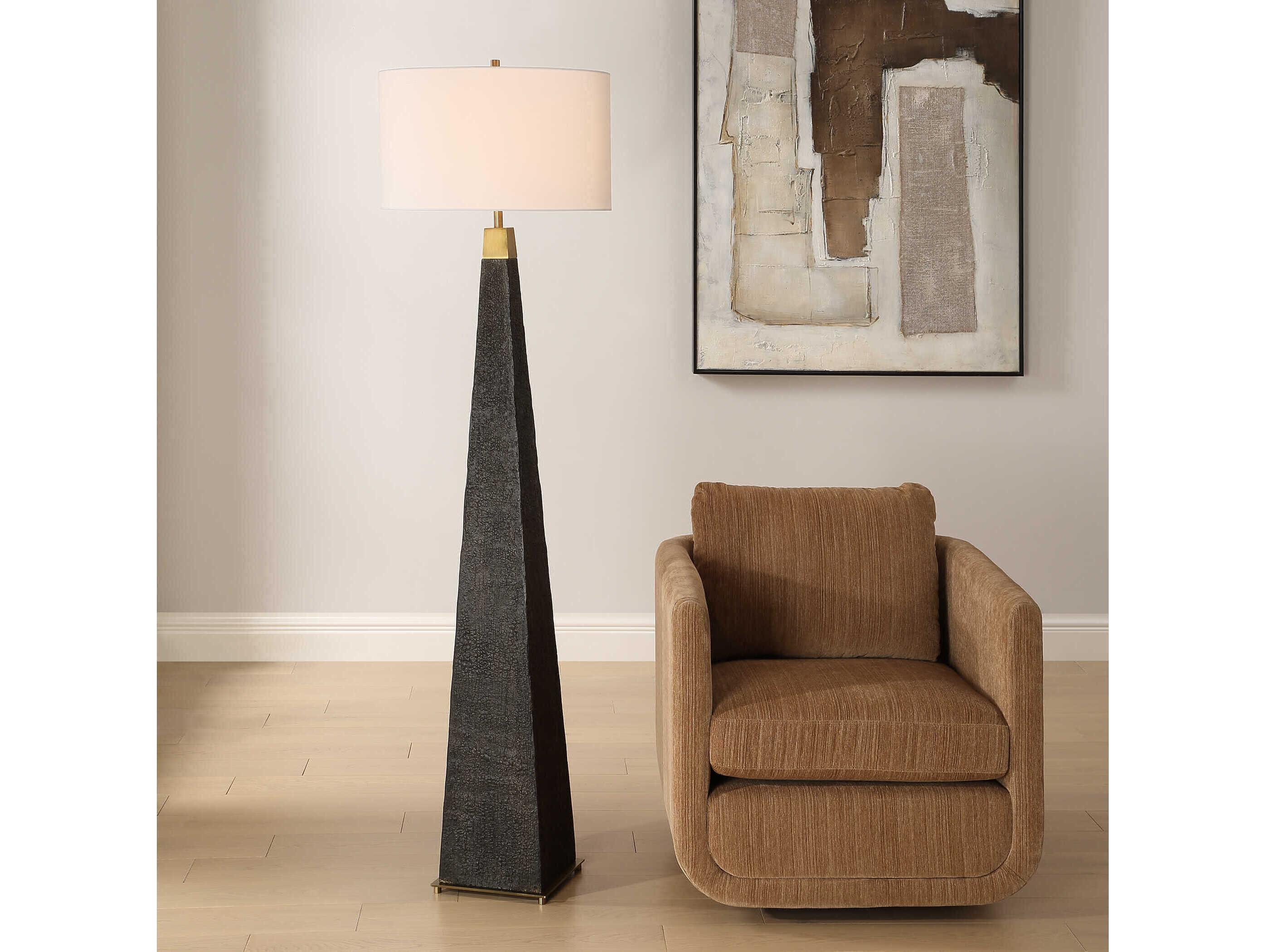 Uttermost Lathey Burned Wood Black Floor Lamp