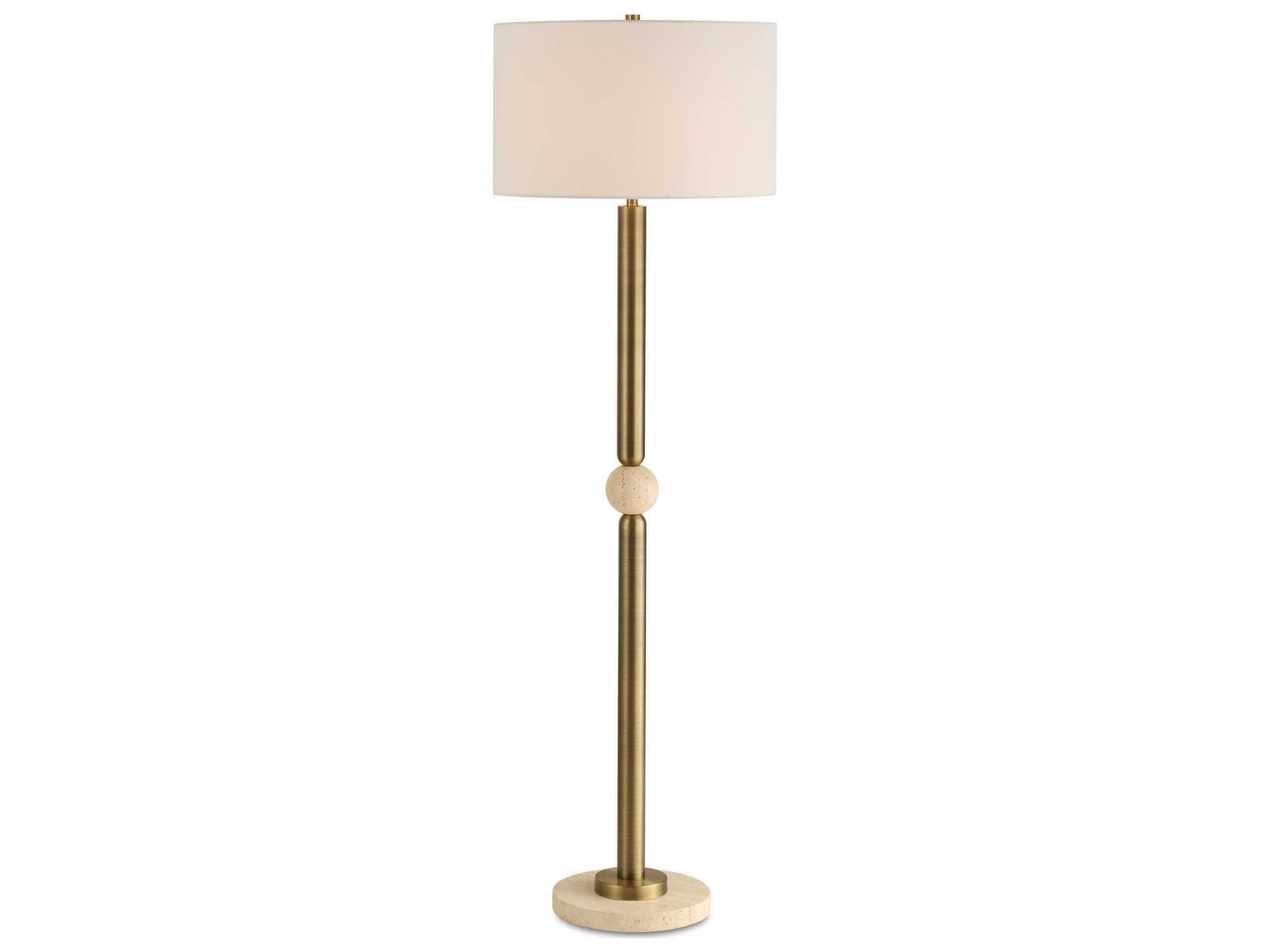 Uttermost Hudson Brass Gold Round Drum Hardback Floor Lamp