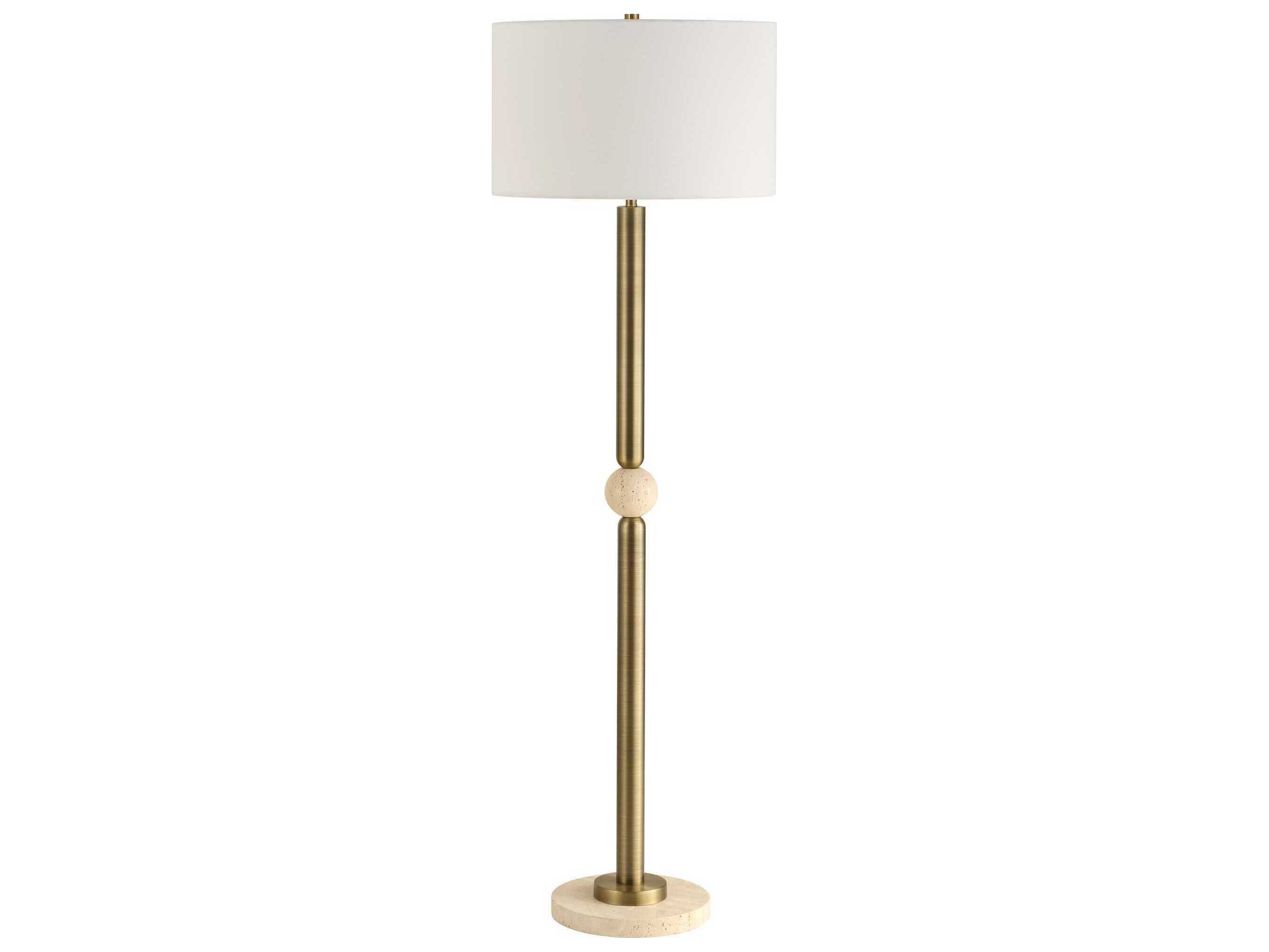 Uttermost Hudson Brass Gold Round Drum Hardback Floor Lamp
