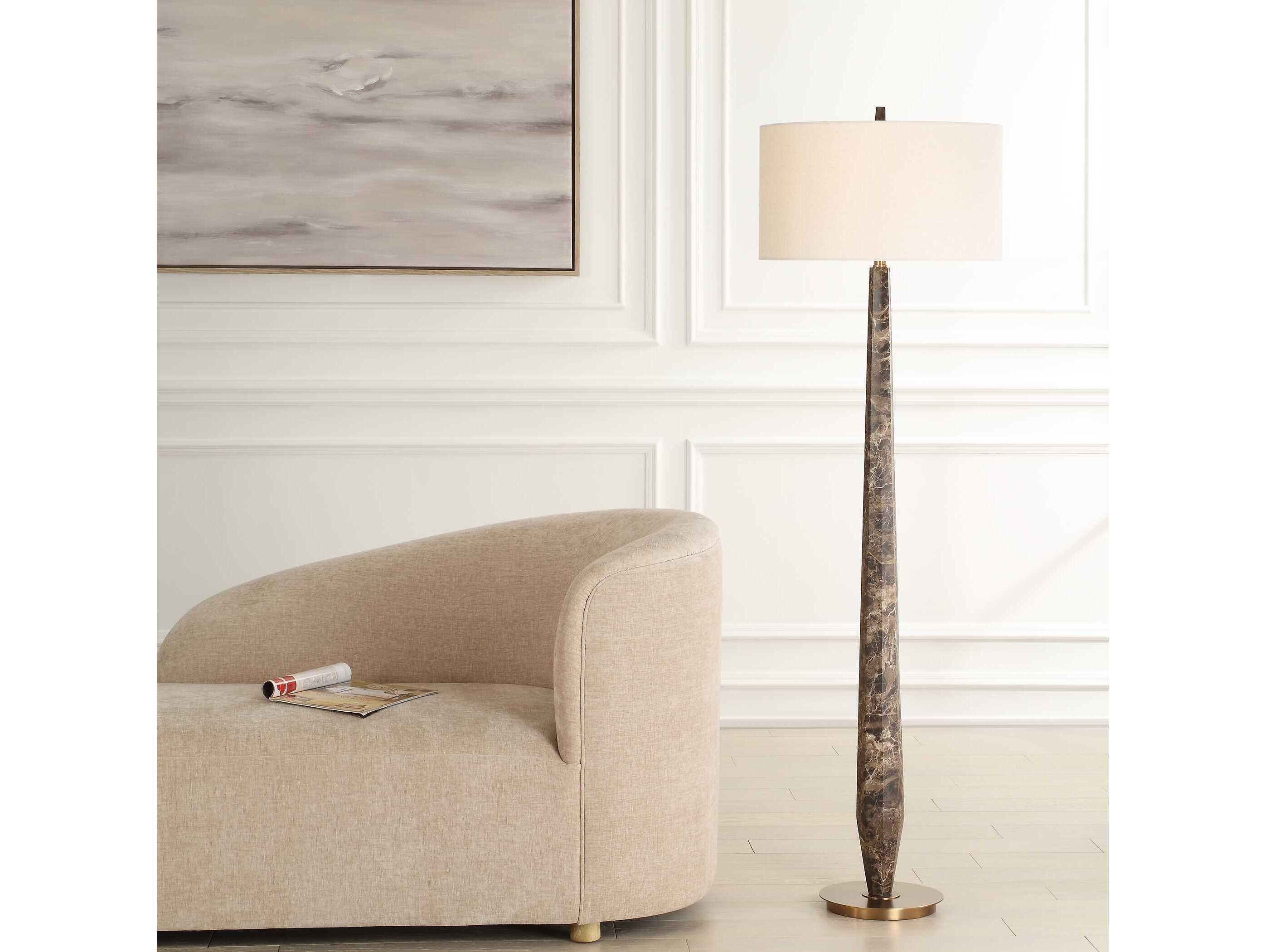 Uttermost Tyree Brown Round Drum Hardback Floor Lamp