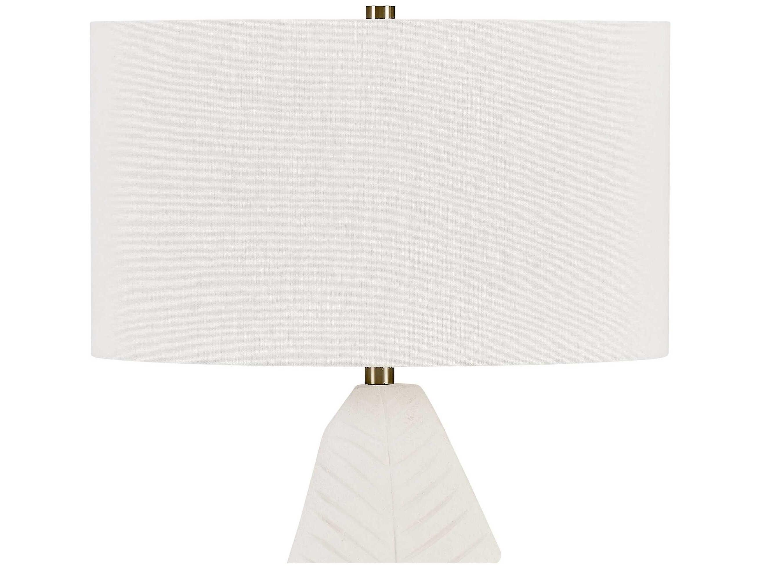 Uttermost Palm Leaf Warm Matte White Oval With Liner Buffet Lamp