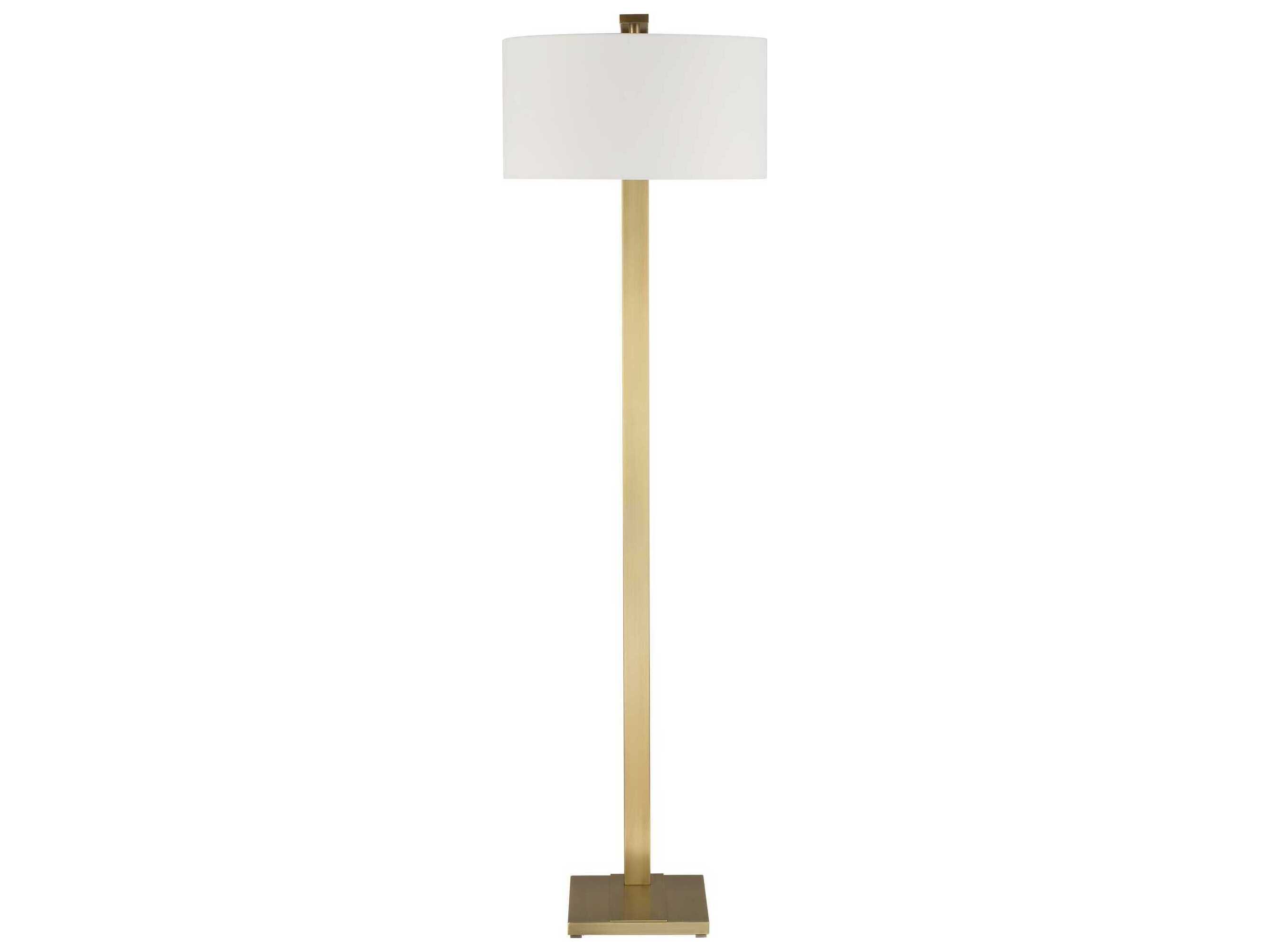 Uttermost Laight Brass Drum Hardback Rolled Edge Floor Lamp