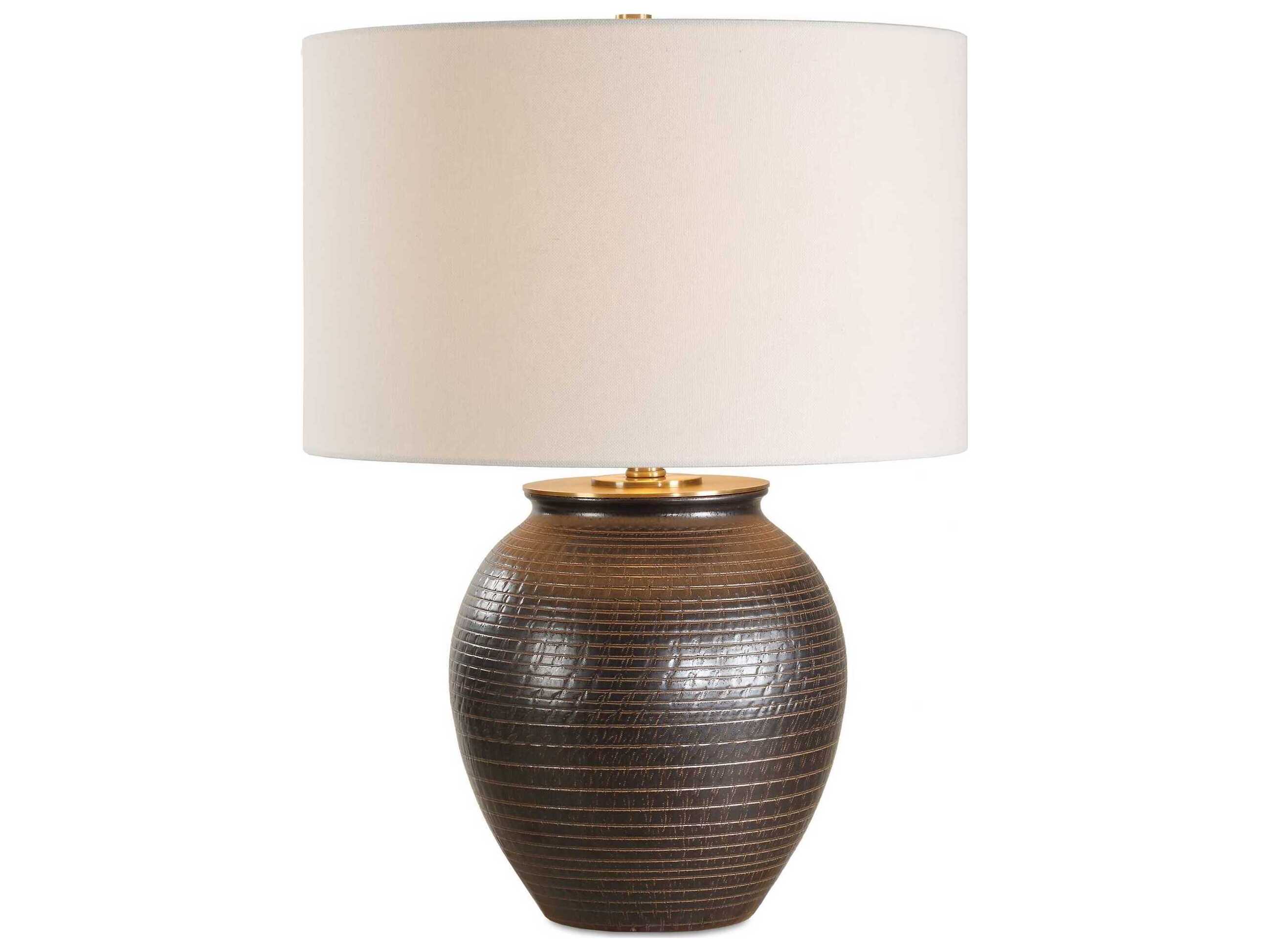 Uttermost Hawkins Dark Bronze Round Drum Hardback Buffet Lamp