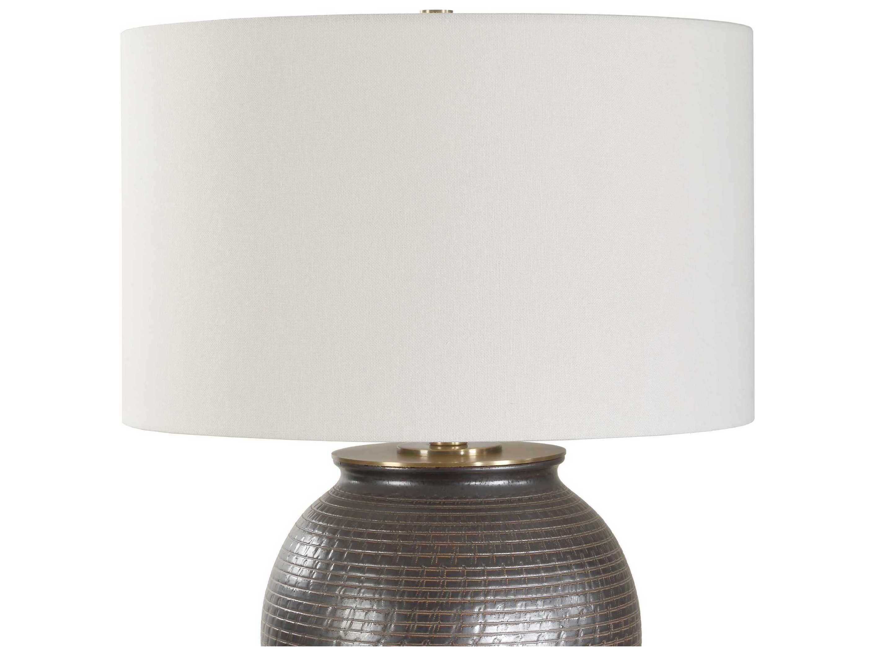 Uttermost Hawkins Dark Bronze Round Drum Hardback Buffet Lamp