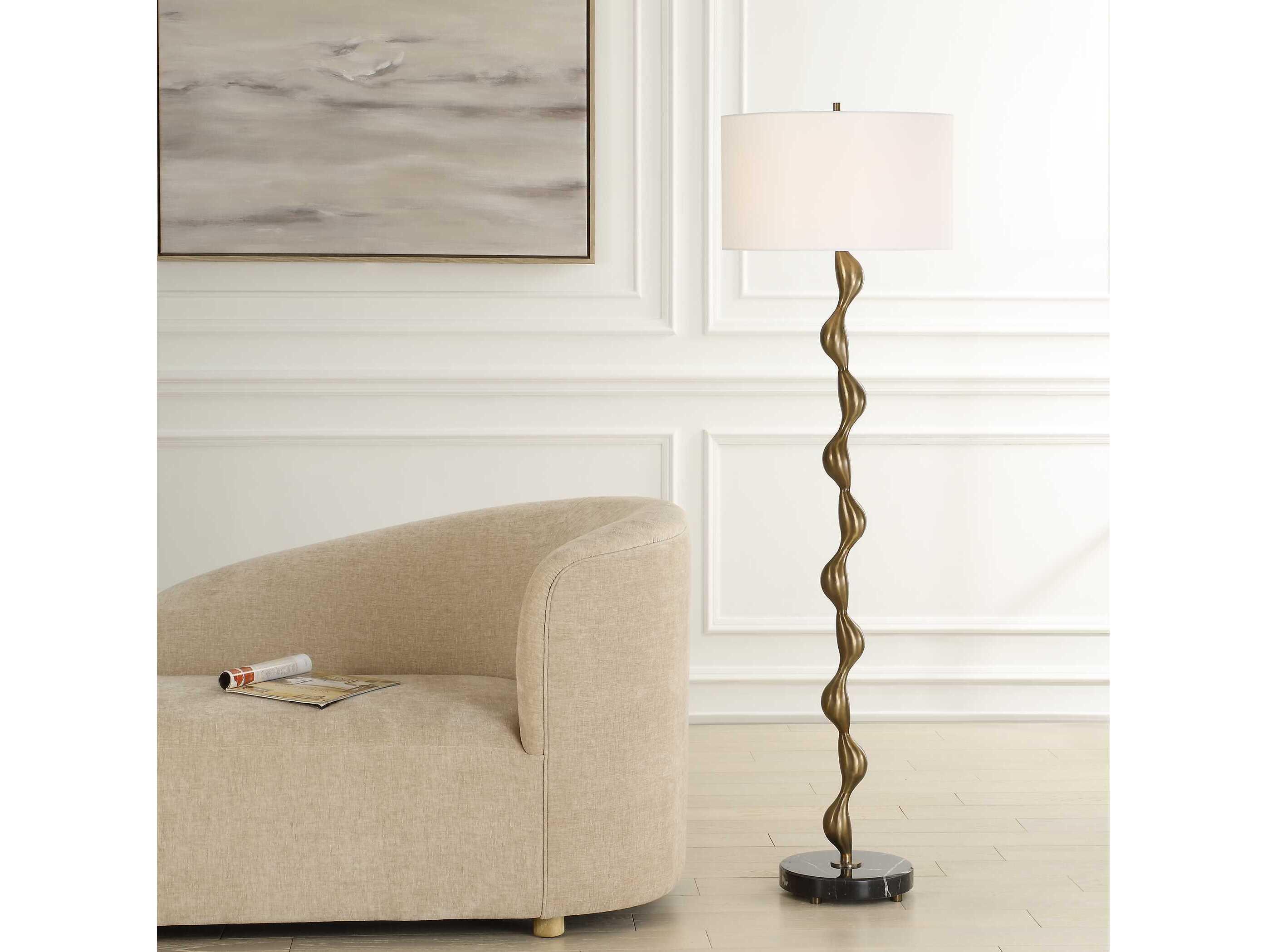 Uttermost Remolino Warm Bronze Round Drum Hardback Floor Lamp
