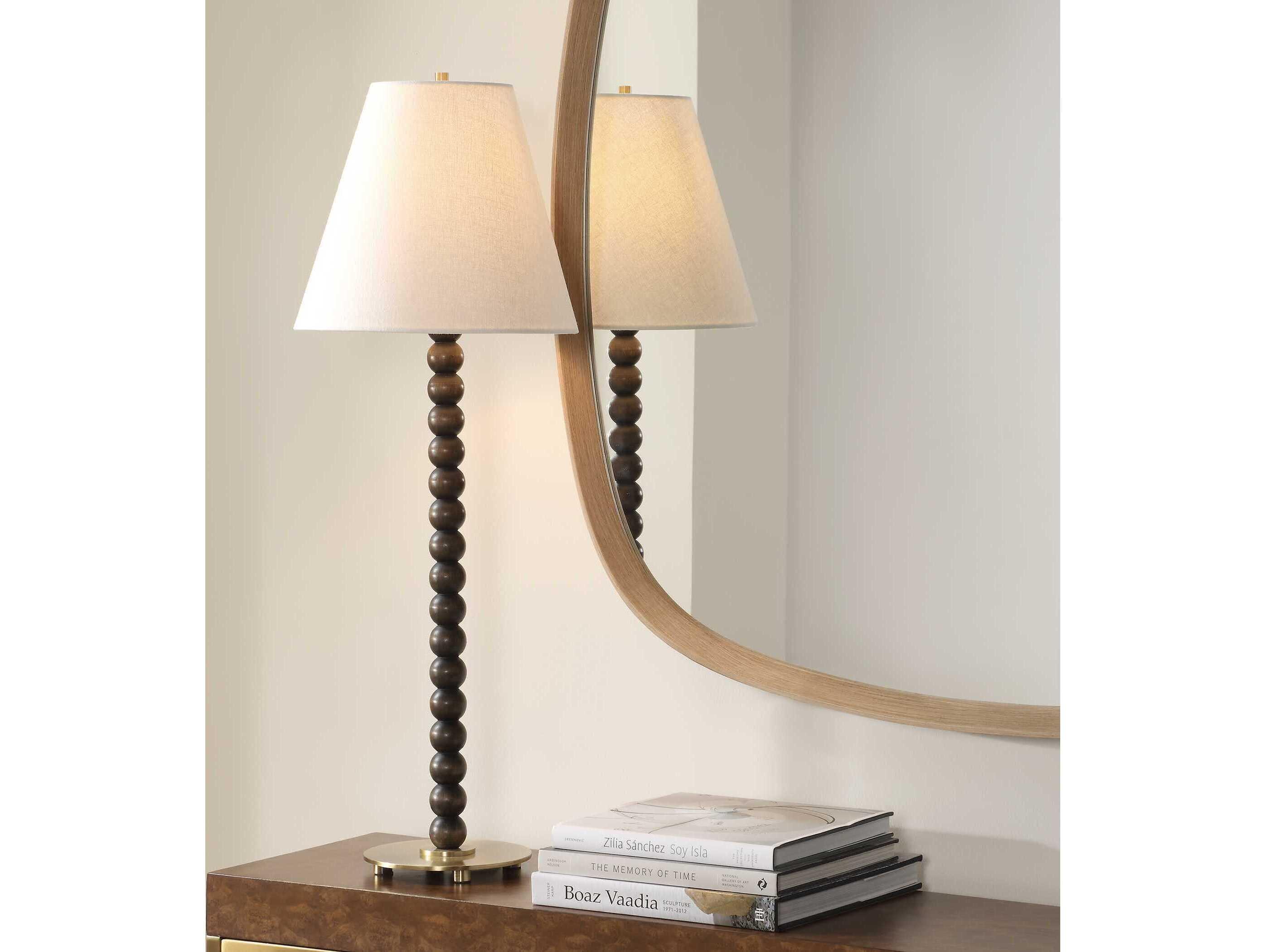 Uttermost Gallus Dark Walnut Round Hardback Brown Buffet Lamp