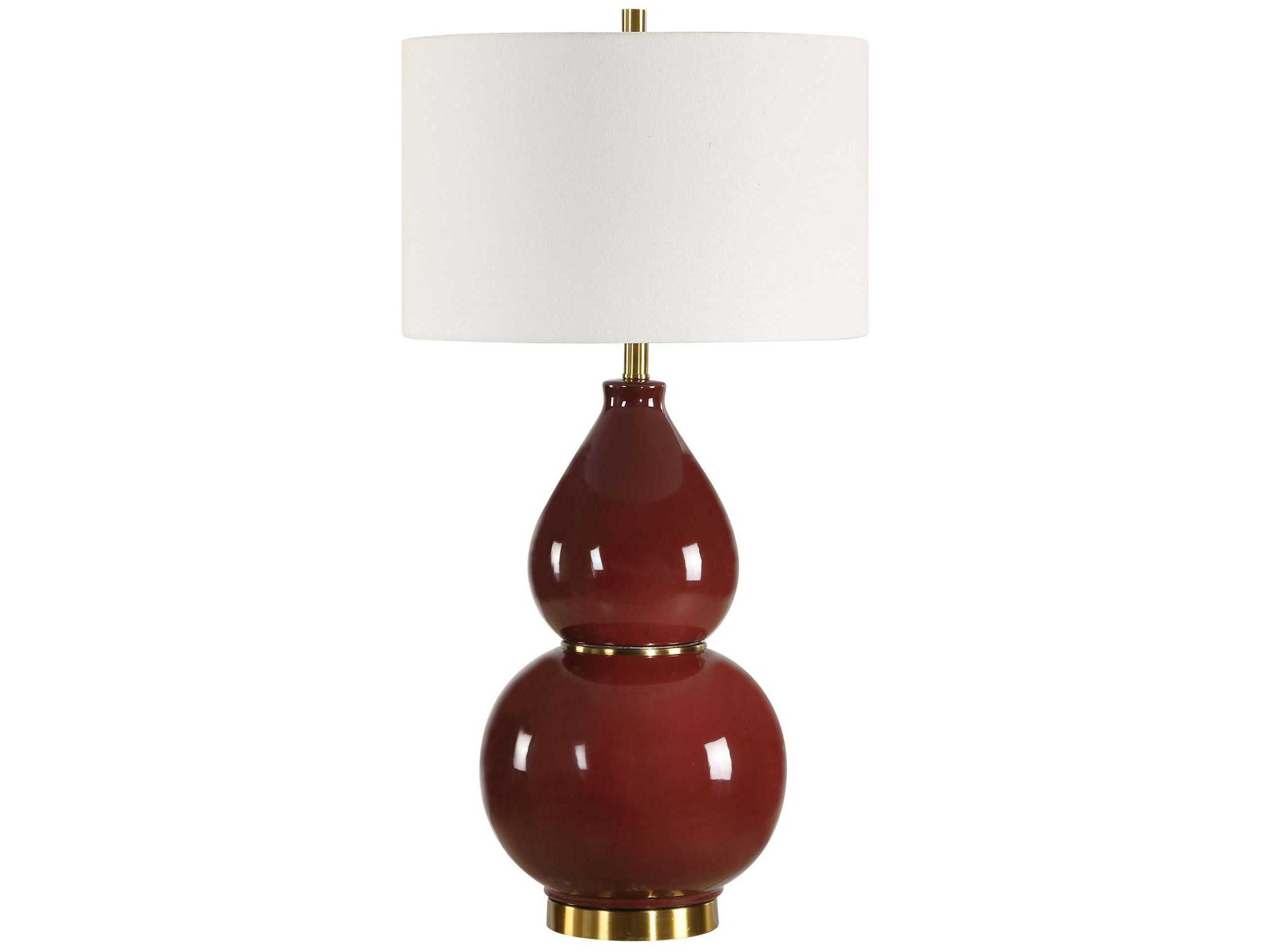 Uttermost Gourd Deep Burgundy Round Hardback Red Buffet Lamp