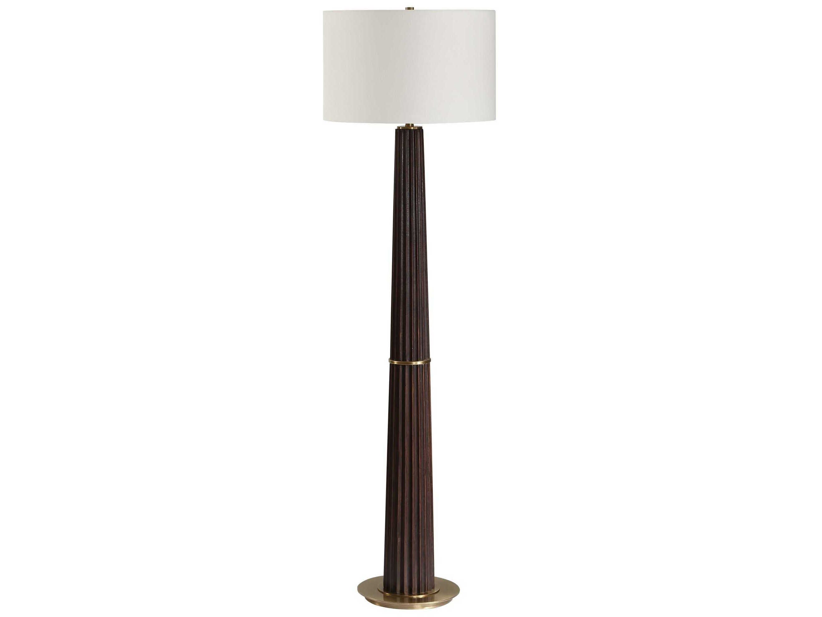 Uttermost Forage Dark Oak Stain Drum Hardback Brown Floor Lamp