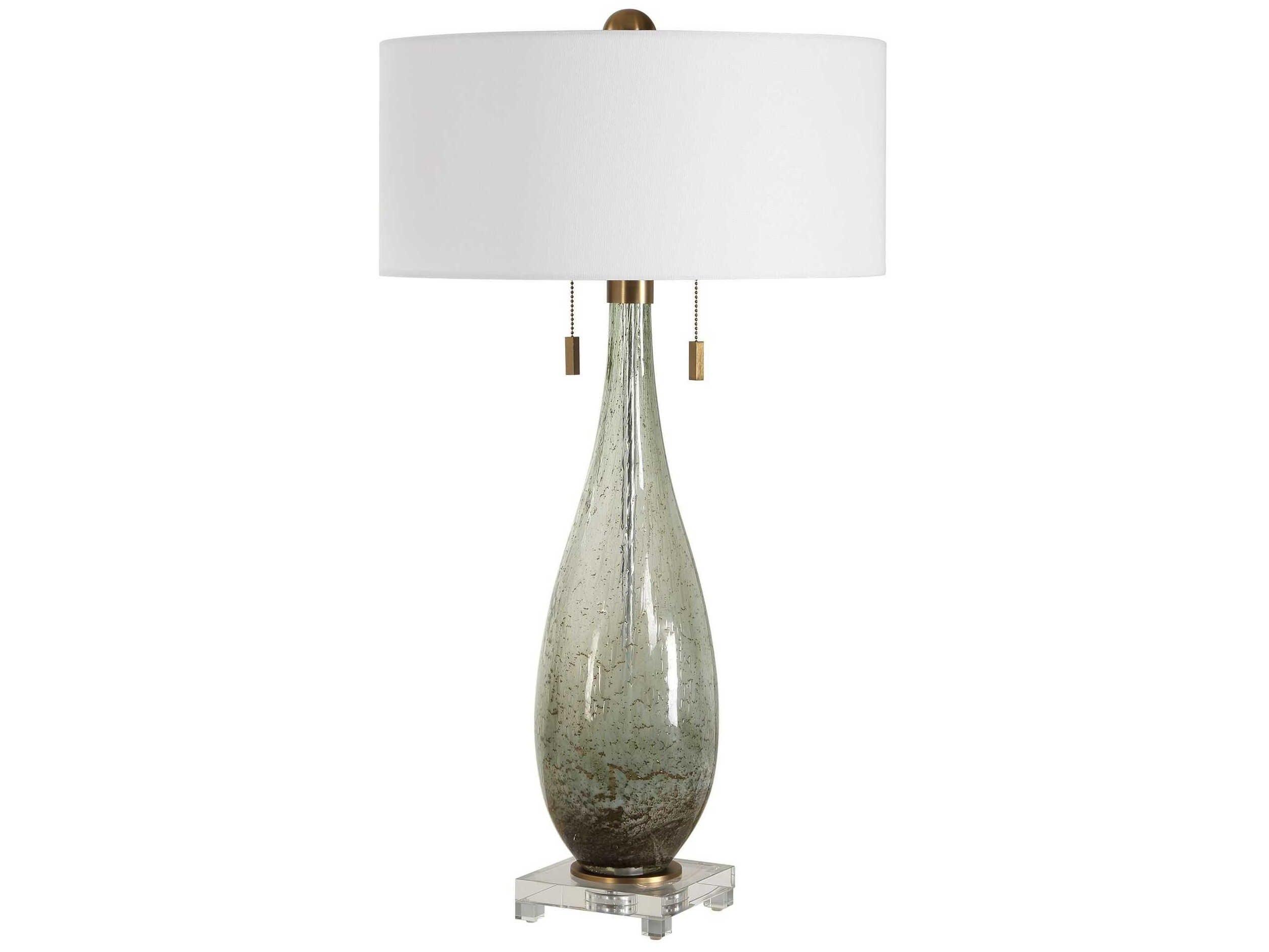 Uttermost Cardoni Smokey Fern Green Round Hardback Buffet Lamp