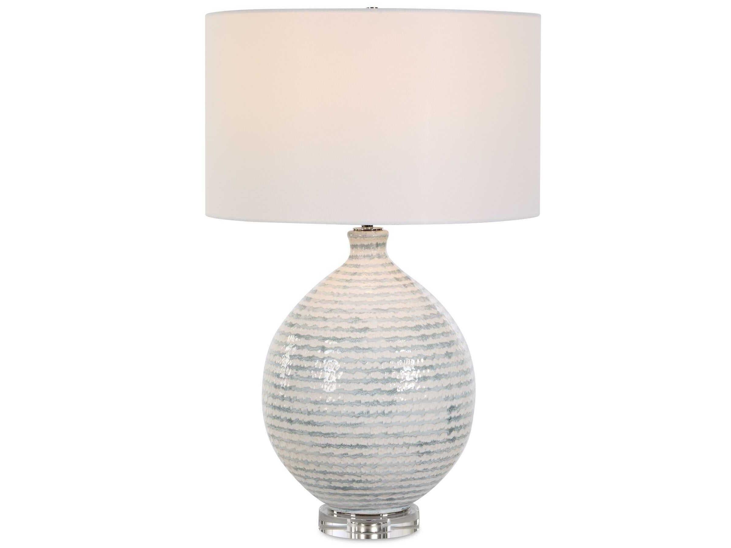 Uttermost Clary White Gray Round Drum Hardback Buffet Lamp