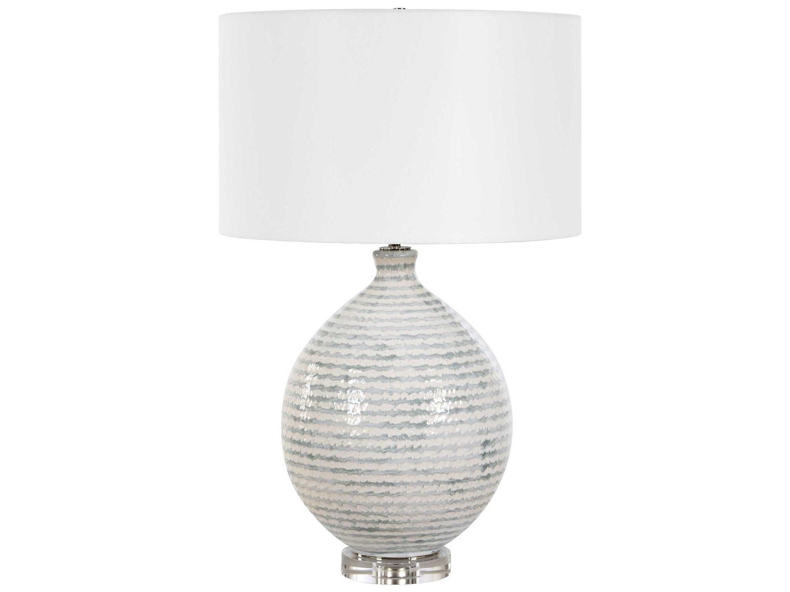 Uttermost Clary White Gray Round Drum Hardback Buffet Lamp