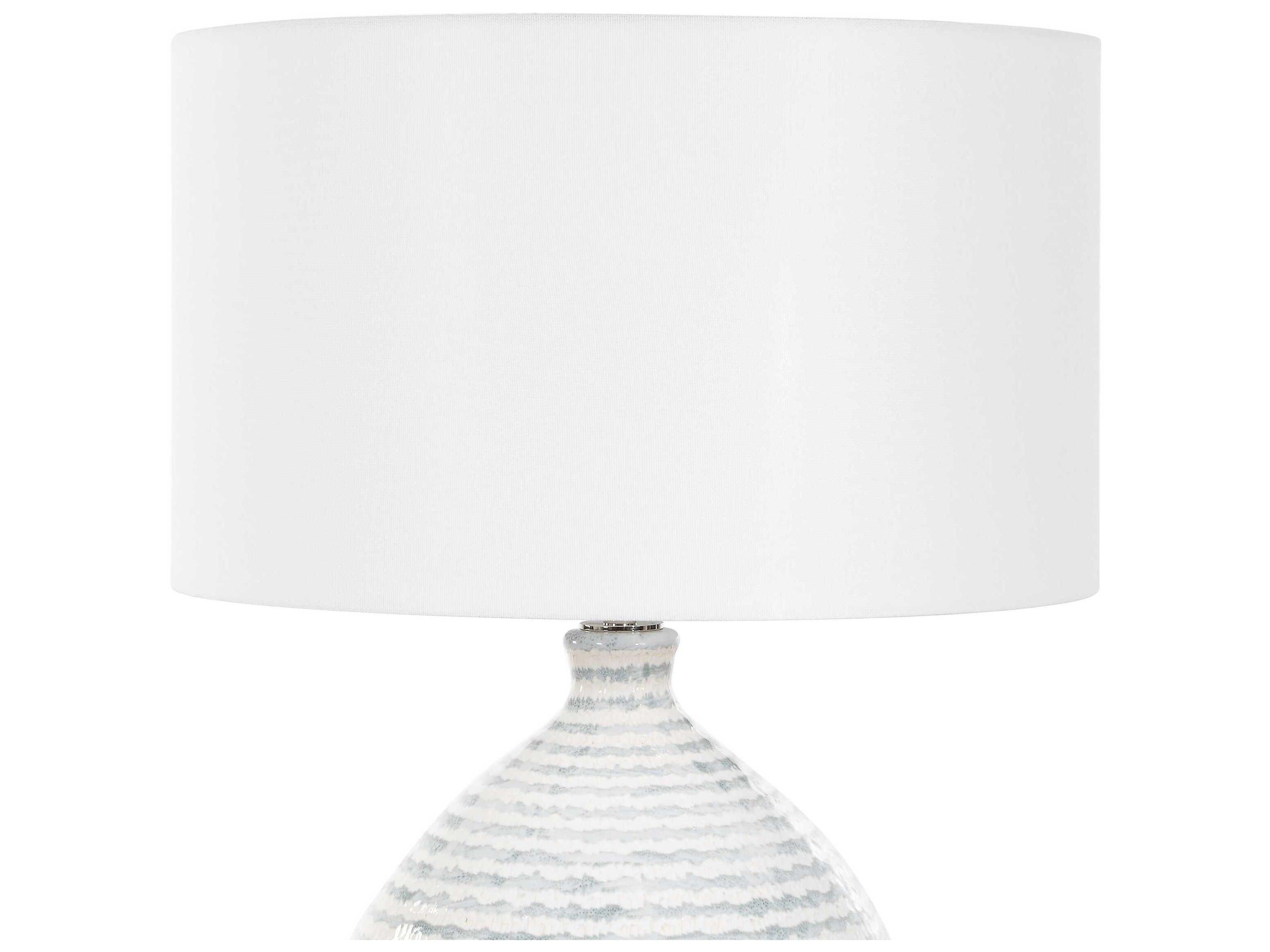 Uttermost Clary White Gray Round Drum Hardback Buffet Lamp