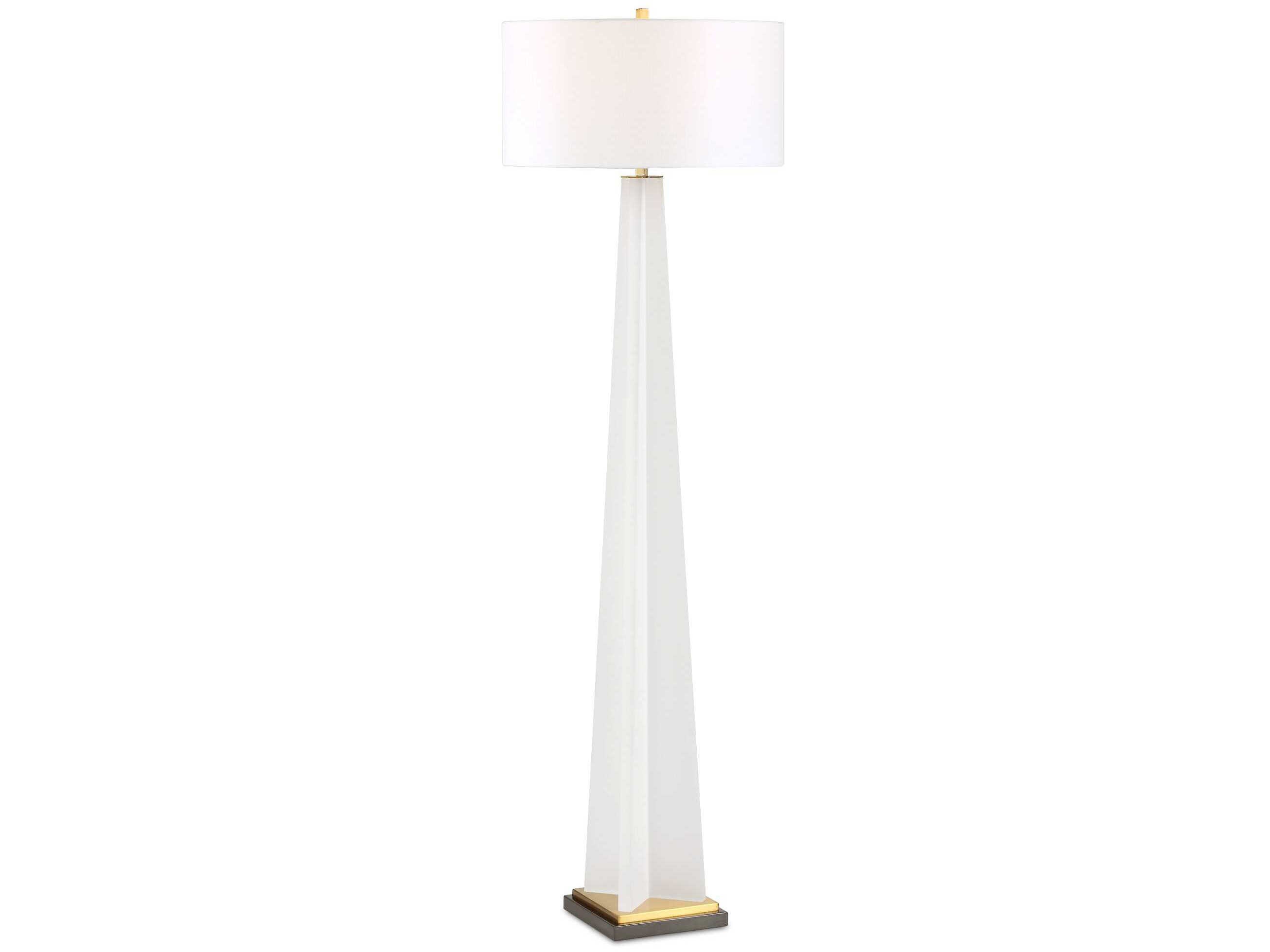 Uttermost Rosin Frosted White Round Drum Hardback Floor Lamp