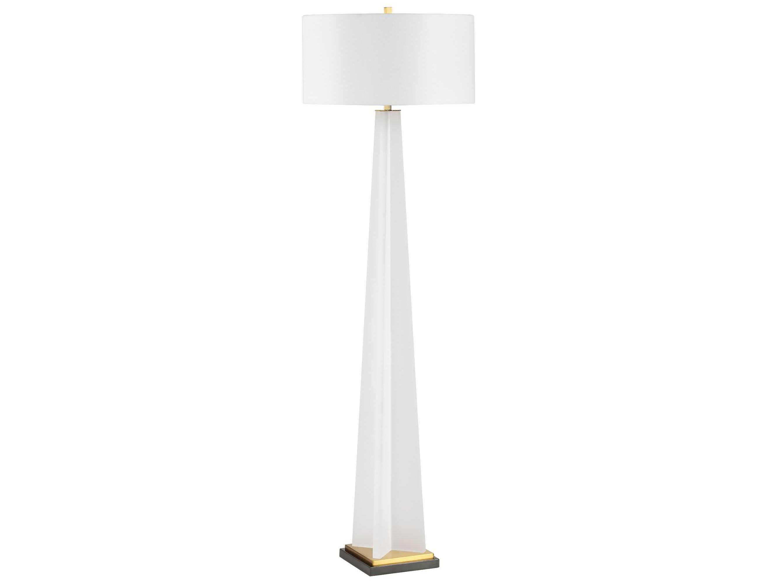 Uttermost Rosin Frosted White Round Drum Hardback Floor Lamp
