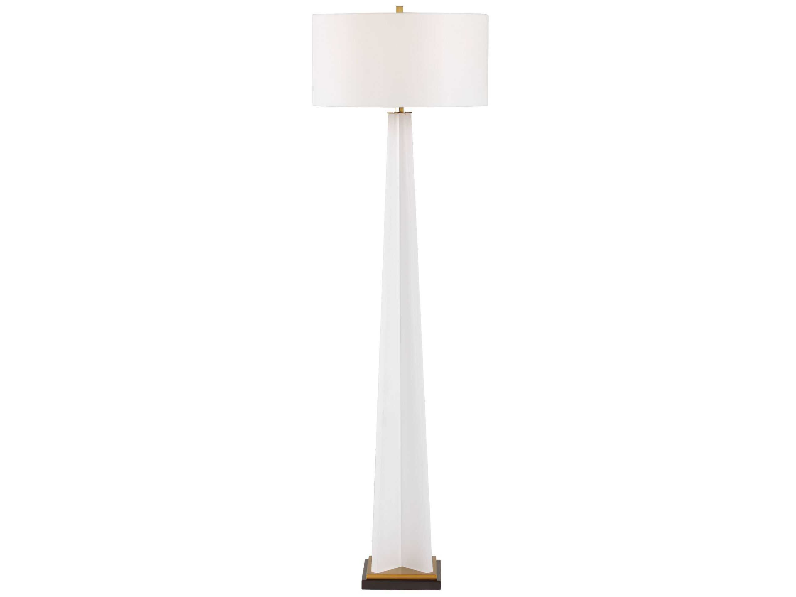 Uttermost Rosin Frosted White Round Drum Hardback Floor Lamp