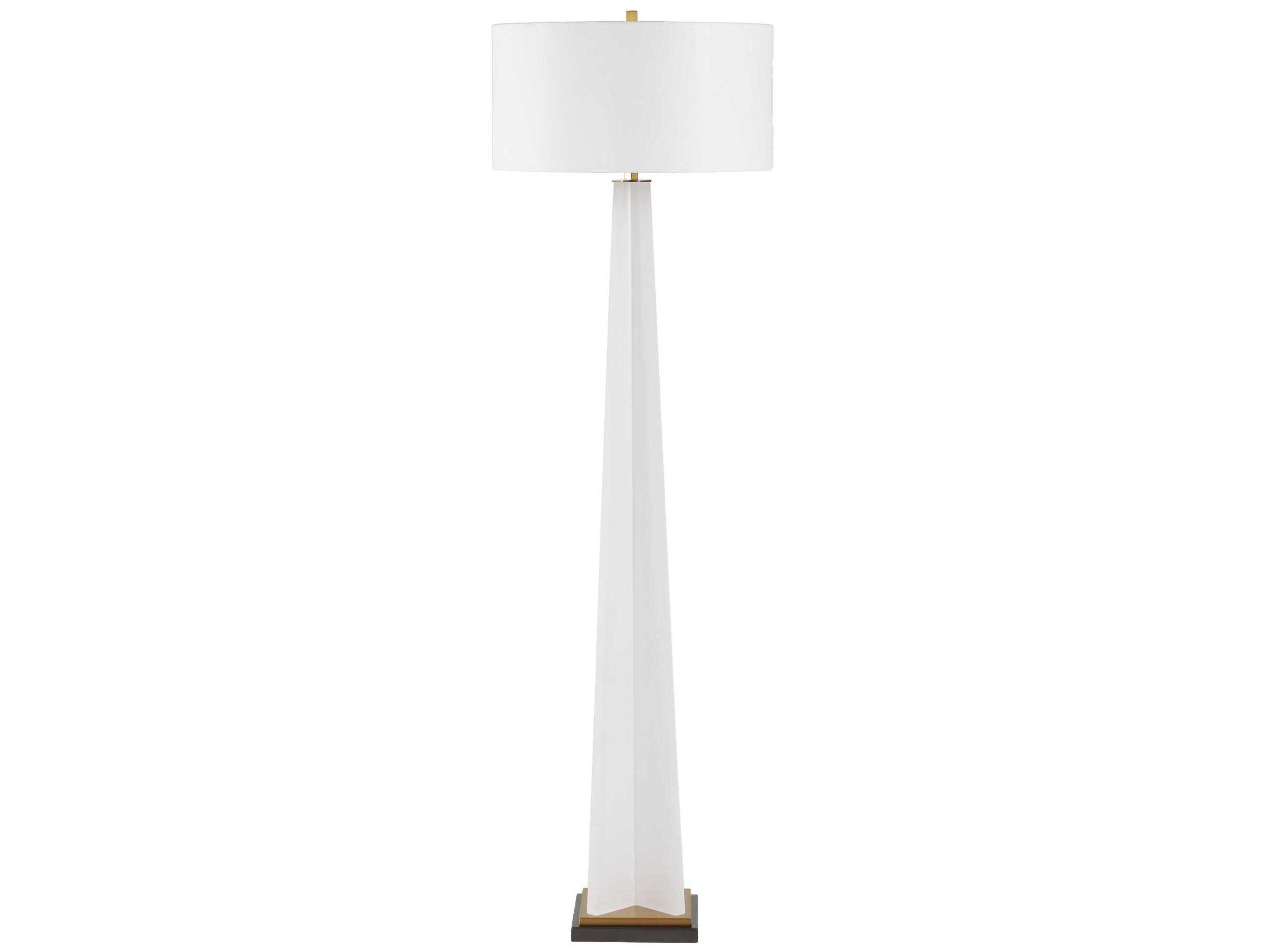 Uttermost Rosin Frosted White Round Drum Hardback Floor Lamp