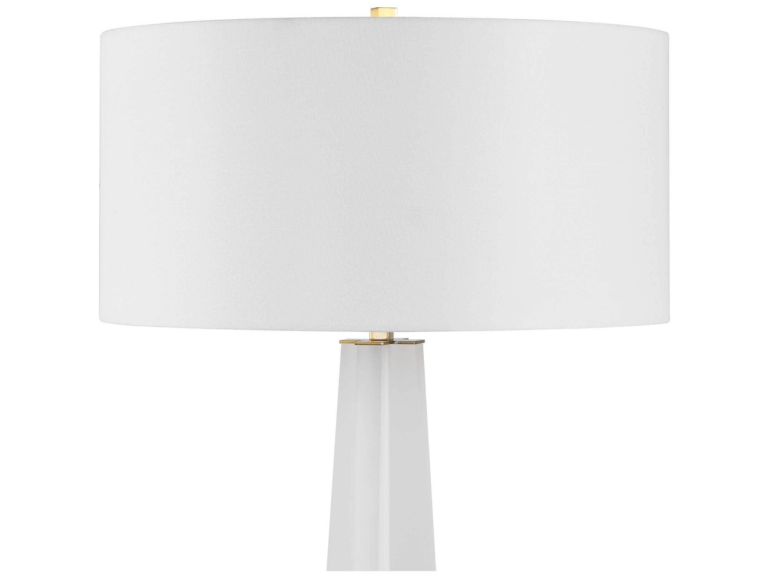 Uttermost Rosin Frosted White Round Drum Hardback Floor Lamp