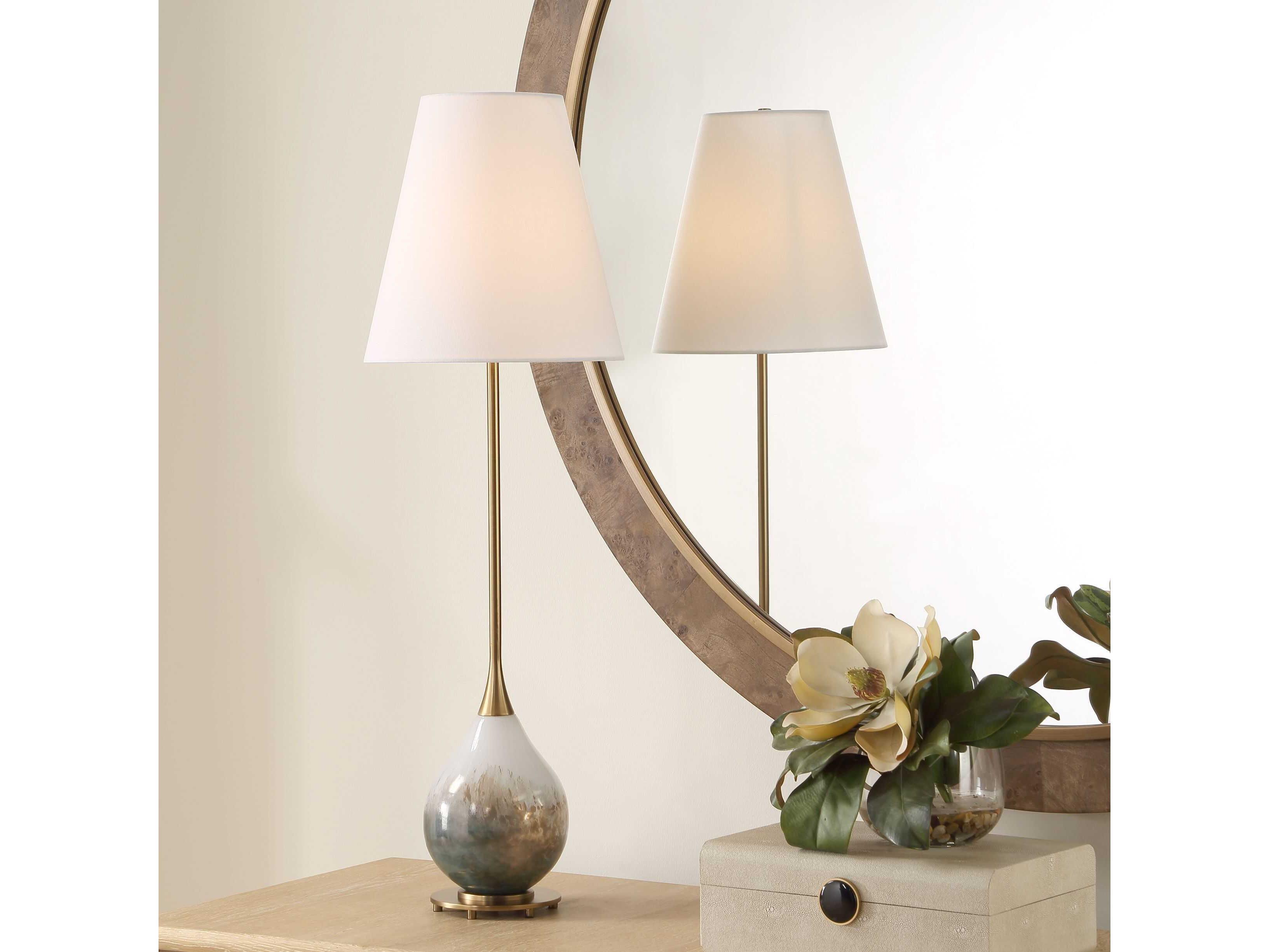 Uttermost Cardoni Metallic Smoked Bronze Round Hardback Brass Buffet Lamp