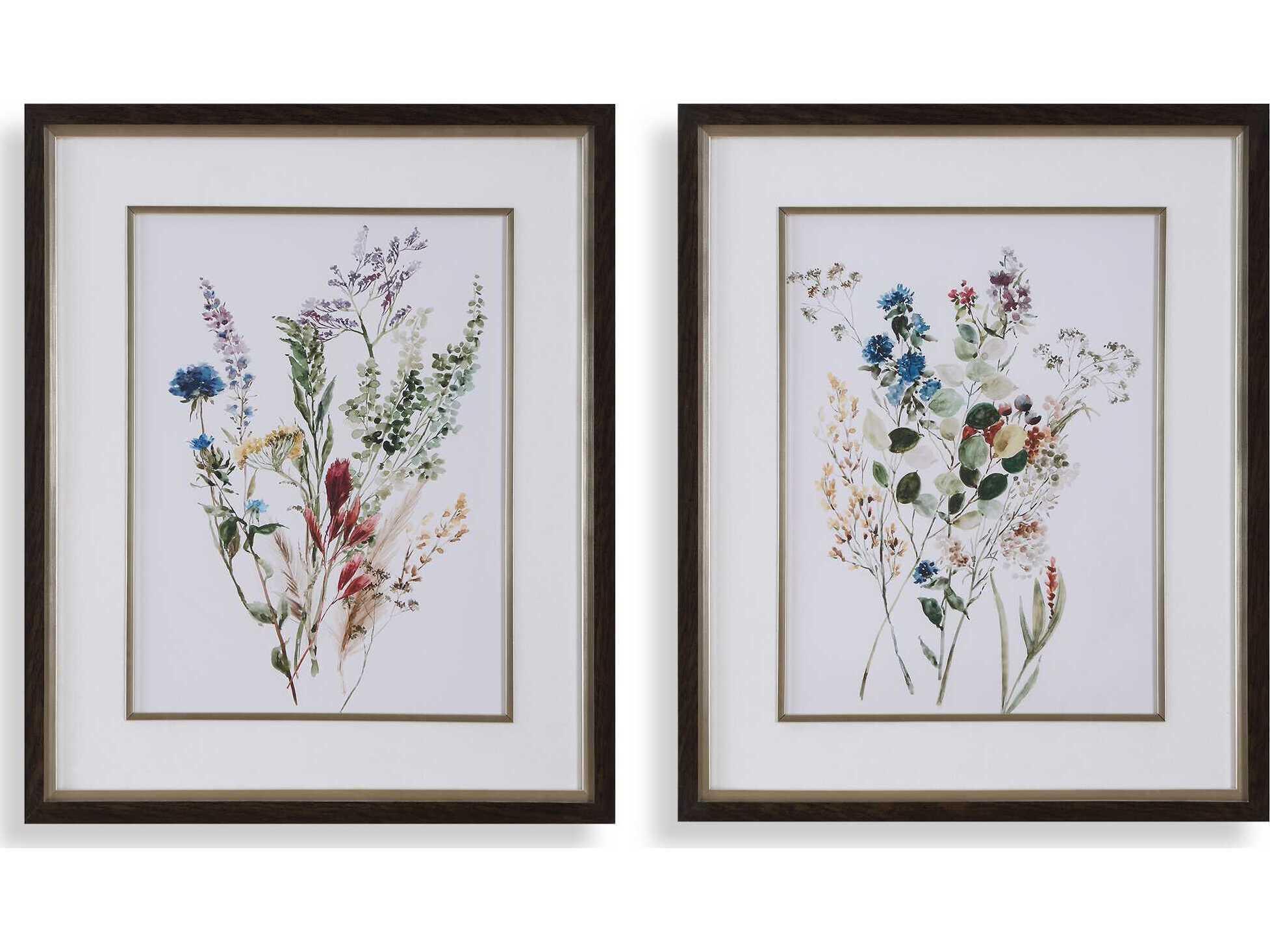 Uttermost Delicate Flowers Framed Prints Set of 2