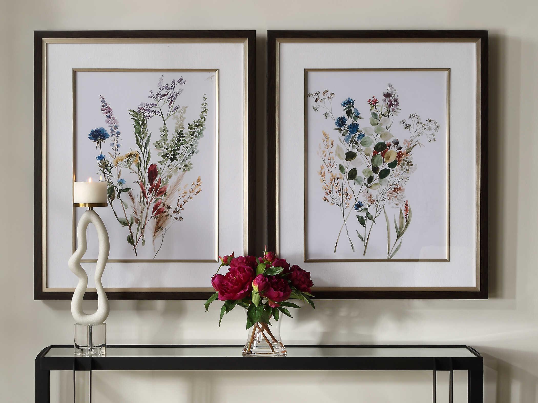 Uttermost Delicate Flowers Framed Prints Set of 2
