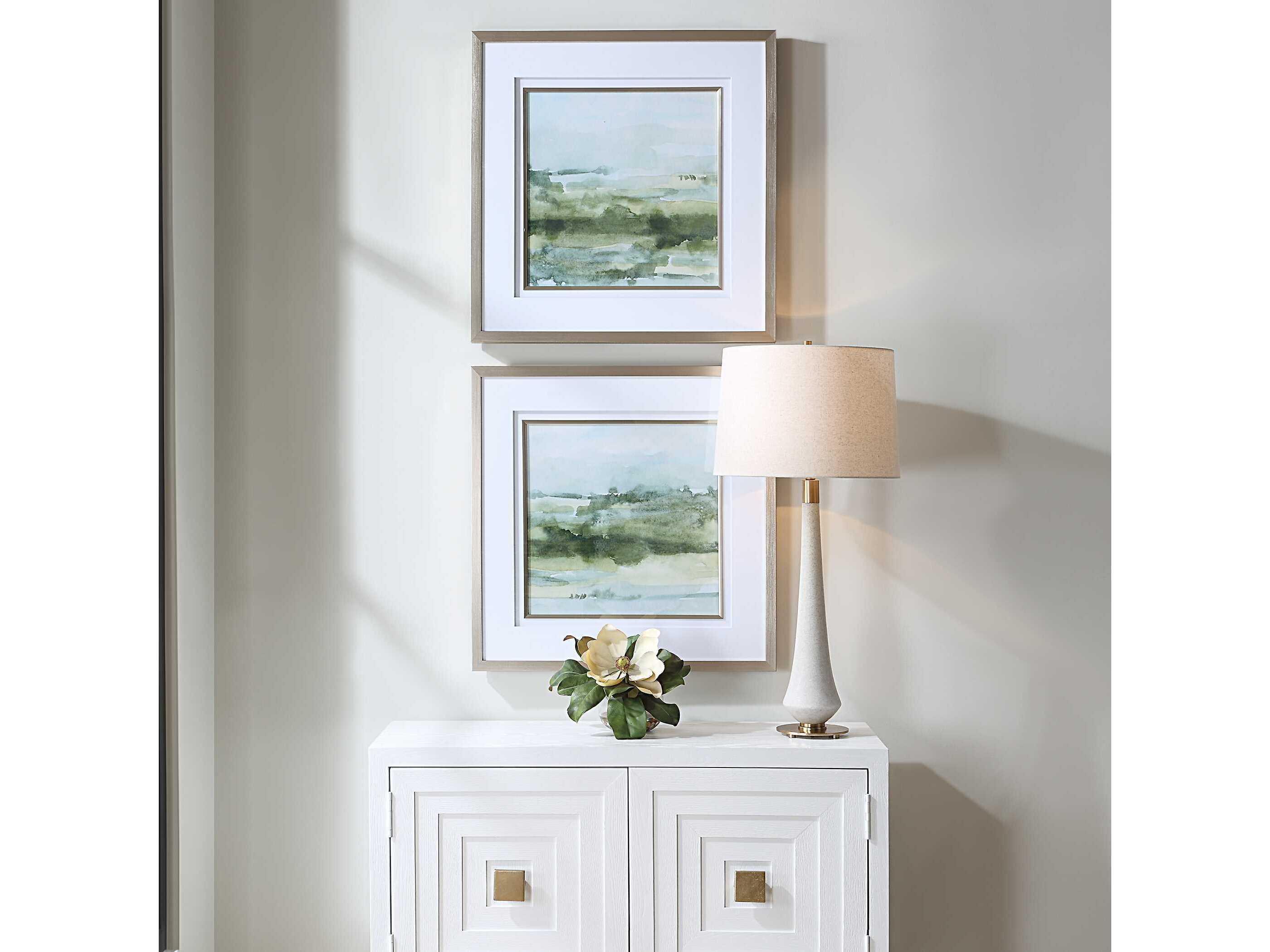 Uttermost Soft Sage Abstract Landscape Prints (Set of 2)