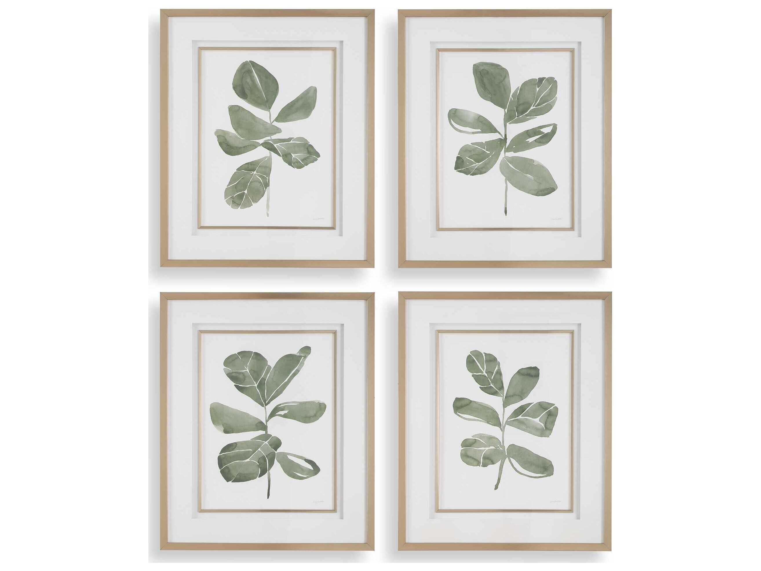 Uttermost Fiddle Head Leaf Botanical Prints Set or 4