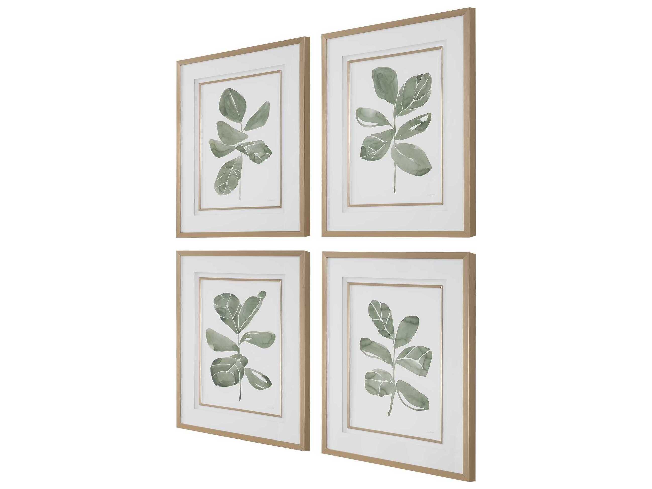 Uttermost Fiddle Head Leaf Botanical Prints Set or 4