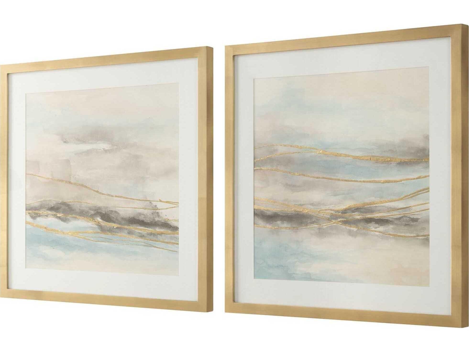 Uttermost So Golden Abstract Landscape Prints Set of 2