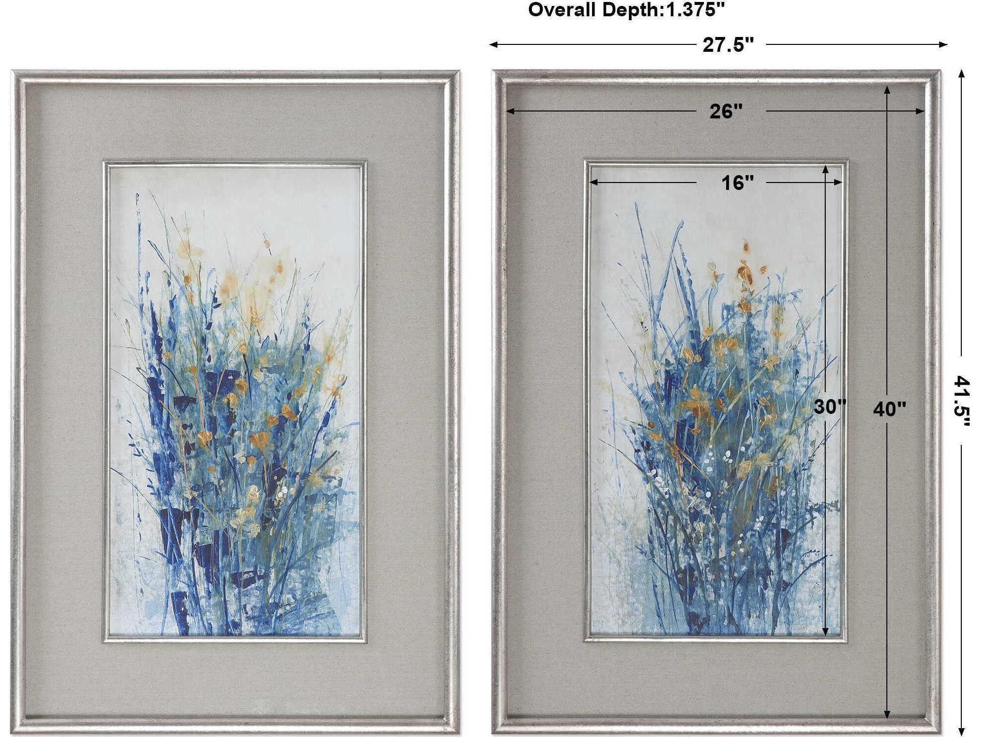 Uttermost Indigo Florals Framed Art Set of 2