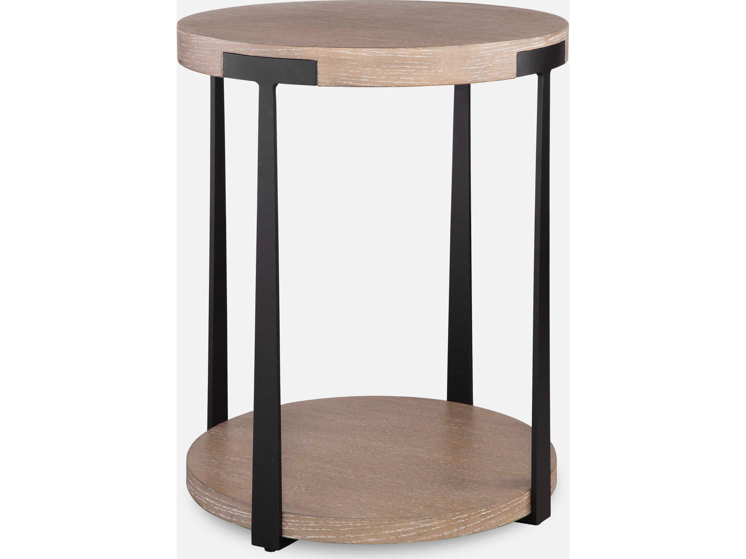 Uttermost Palisade Round Wood Natural Dark Bronze End Table