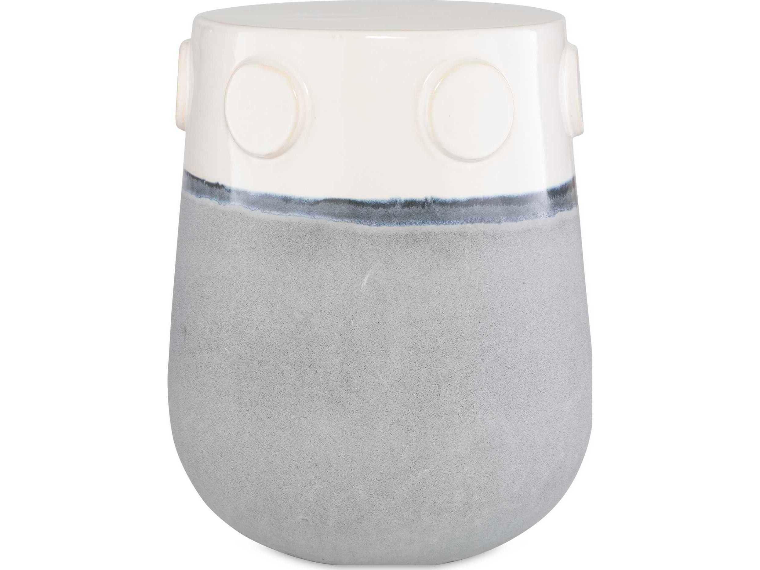 Uttermost Mulvane Off White Blue Gray Accent Stool