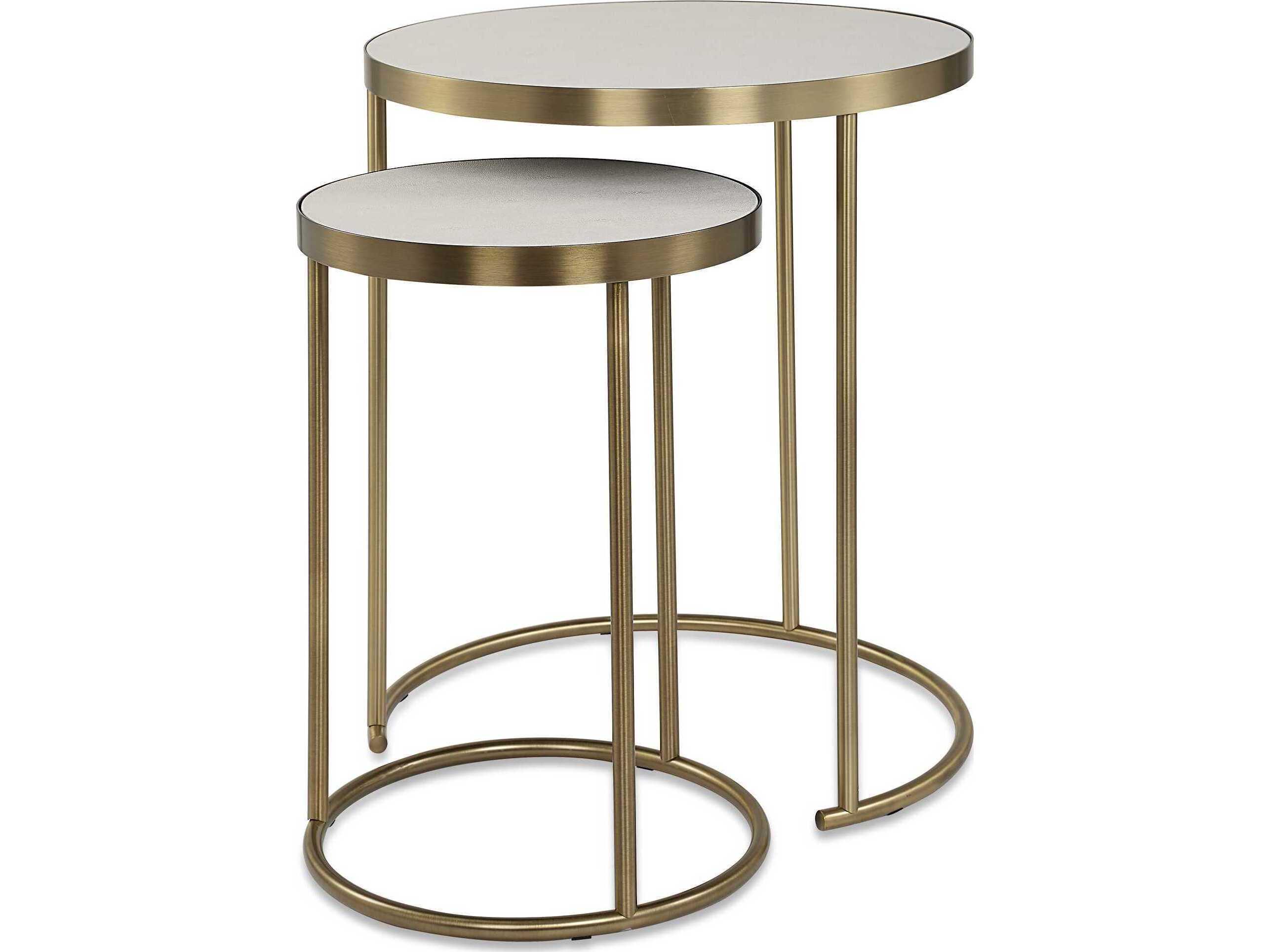 Uttermost Aragon Round Faux Leather Brass End Table