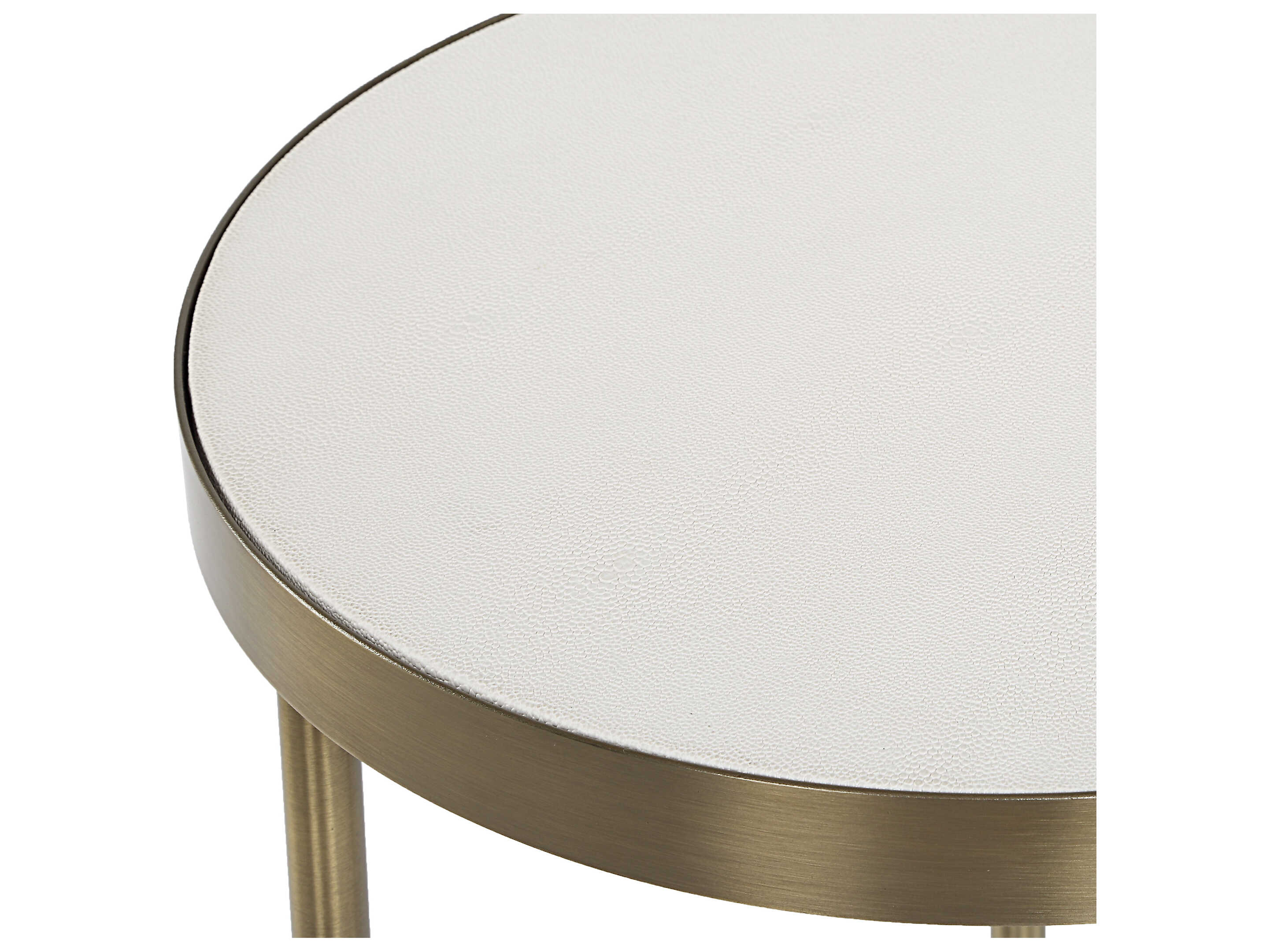 Uttermost Aragon Round Faux Leather Brass End Table